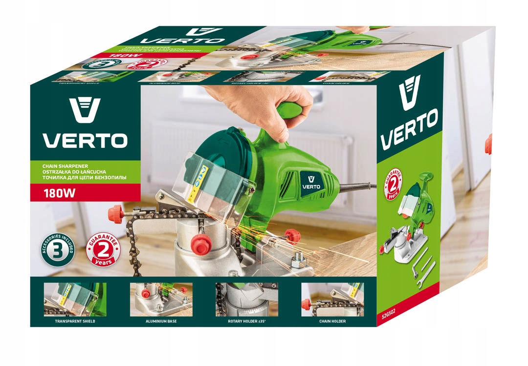 Ostrzałka do łańcuchów 180W 100x10 mm VERTO 52G502 Marka Verto