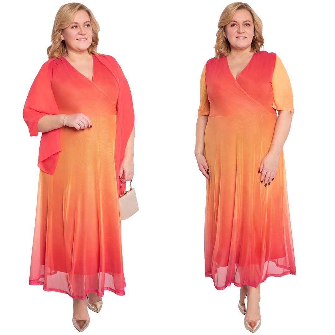 Síťované šaty s oranžovým gradientem, velikost 48