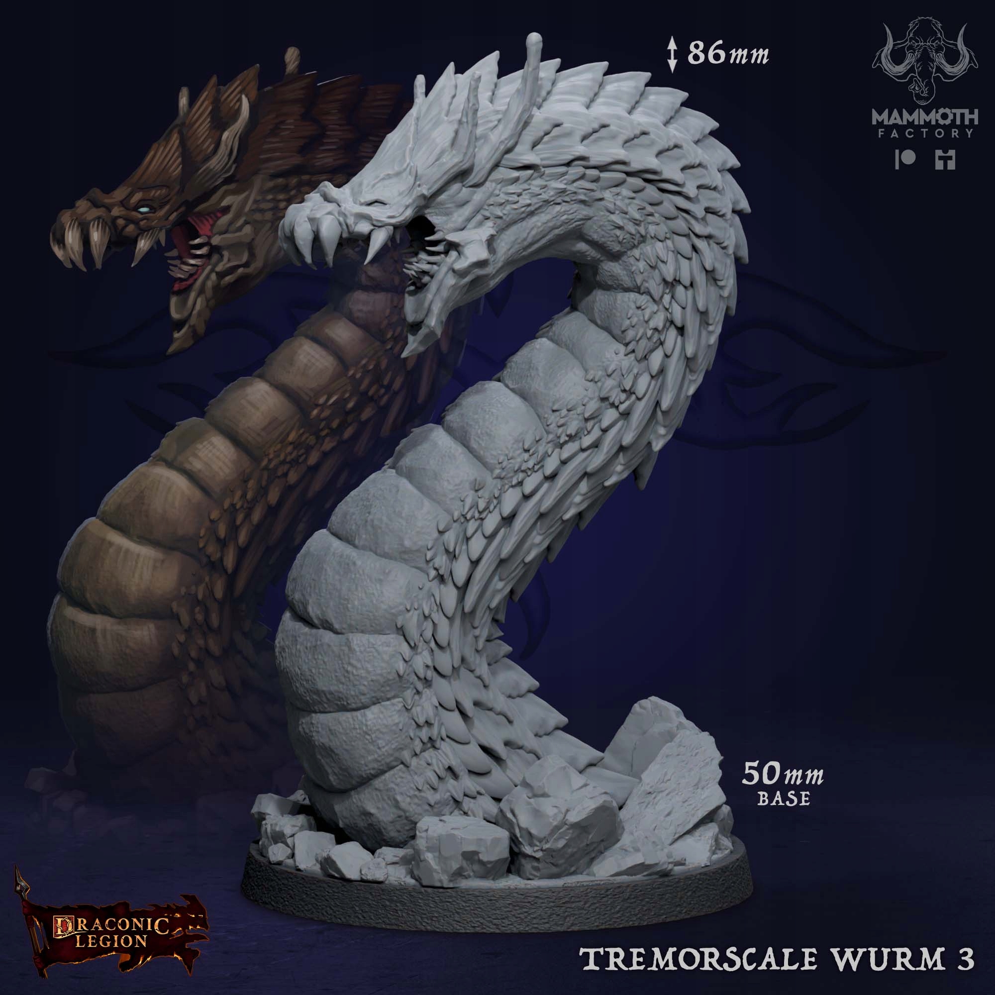 Tremorscale Wurm - #3 Figurka RPG DnD D&D Pathfinder