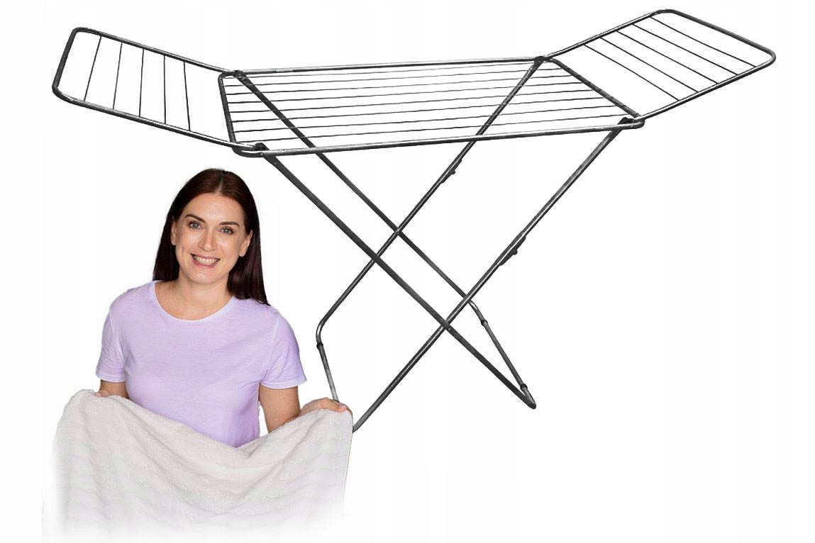 SUSZARKA NA PRANIE BIELIZNĘ UBRANIA BALKONOWA ROZKŁADANA STOJĄCA ANTRACYT