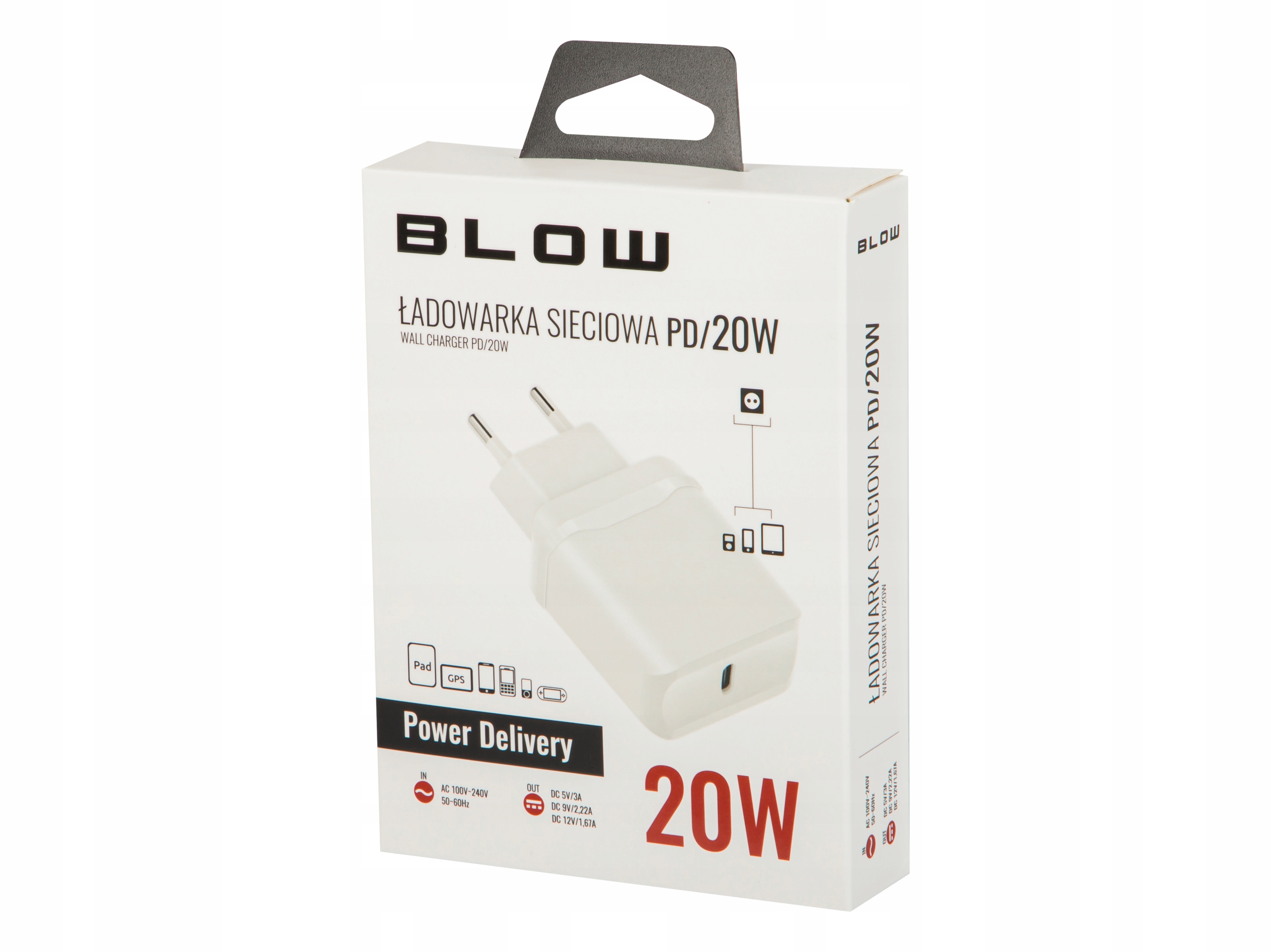 SZYBKA ŁADOWARKA SIECIOWA DO IPHONE TELEFONU KOSTKA USB-C PD QC 3.0 20W Marka Blow
