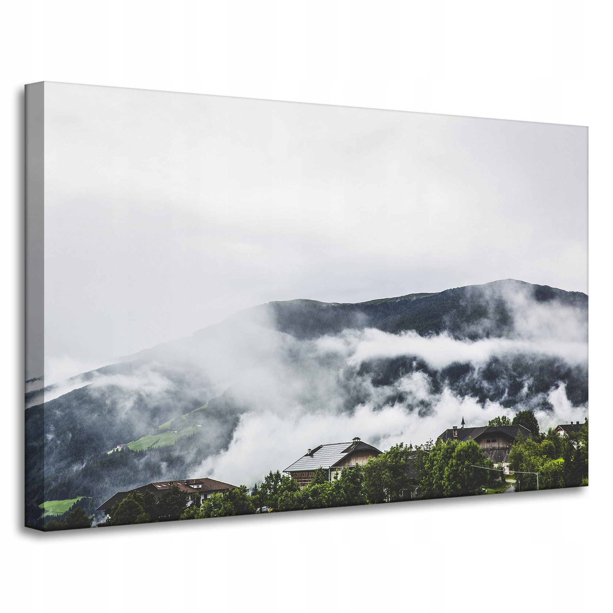Obrazy na plátně Příroda Hory Vesnice Mlha 90x60 cm