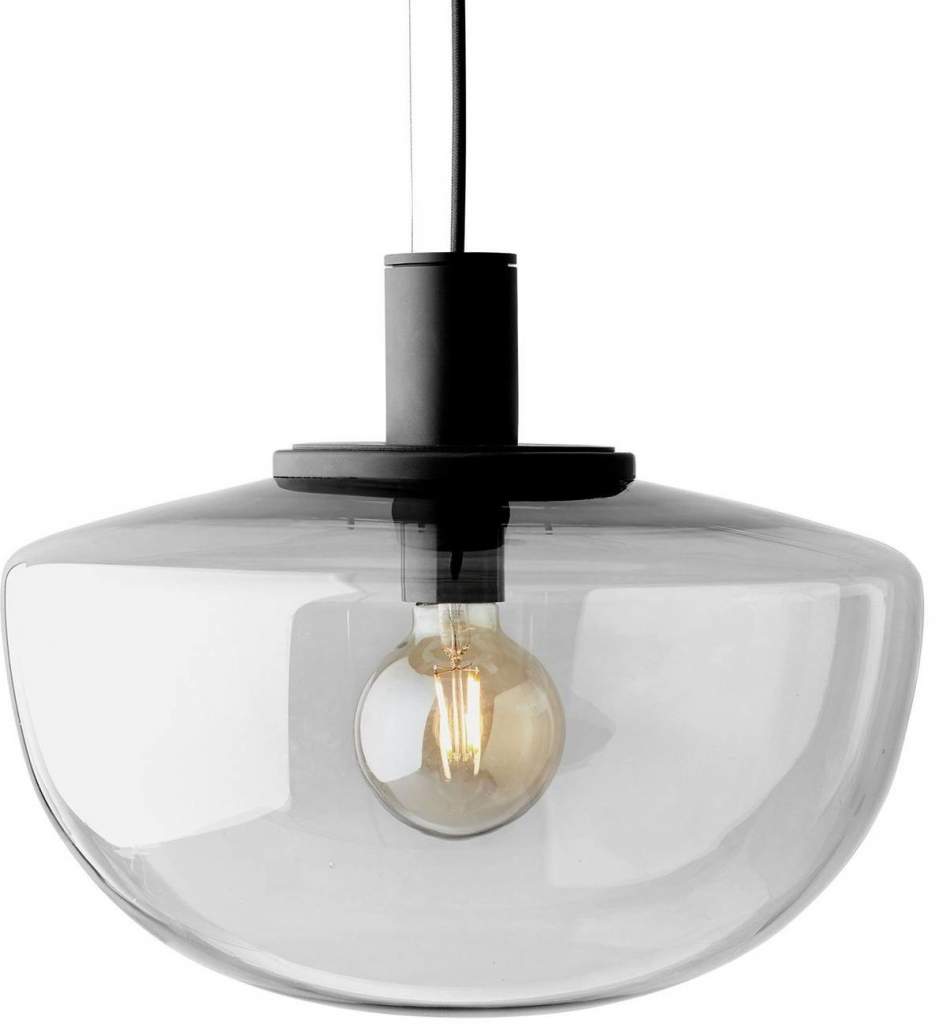 Audo Bank Závesná lampa čierna sklenená lampa šedá