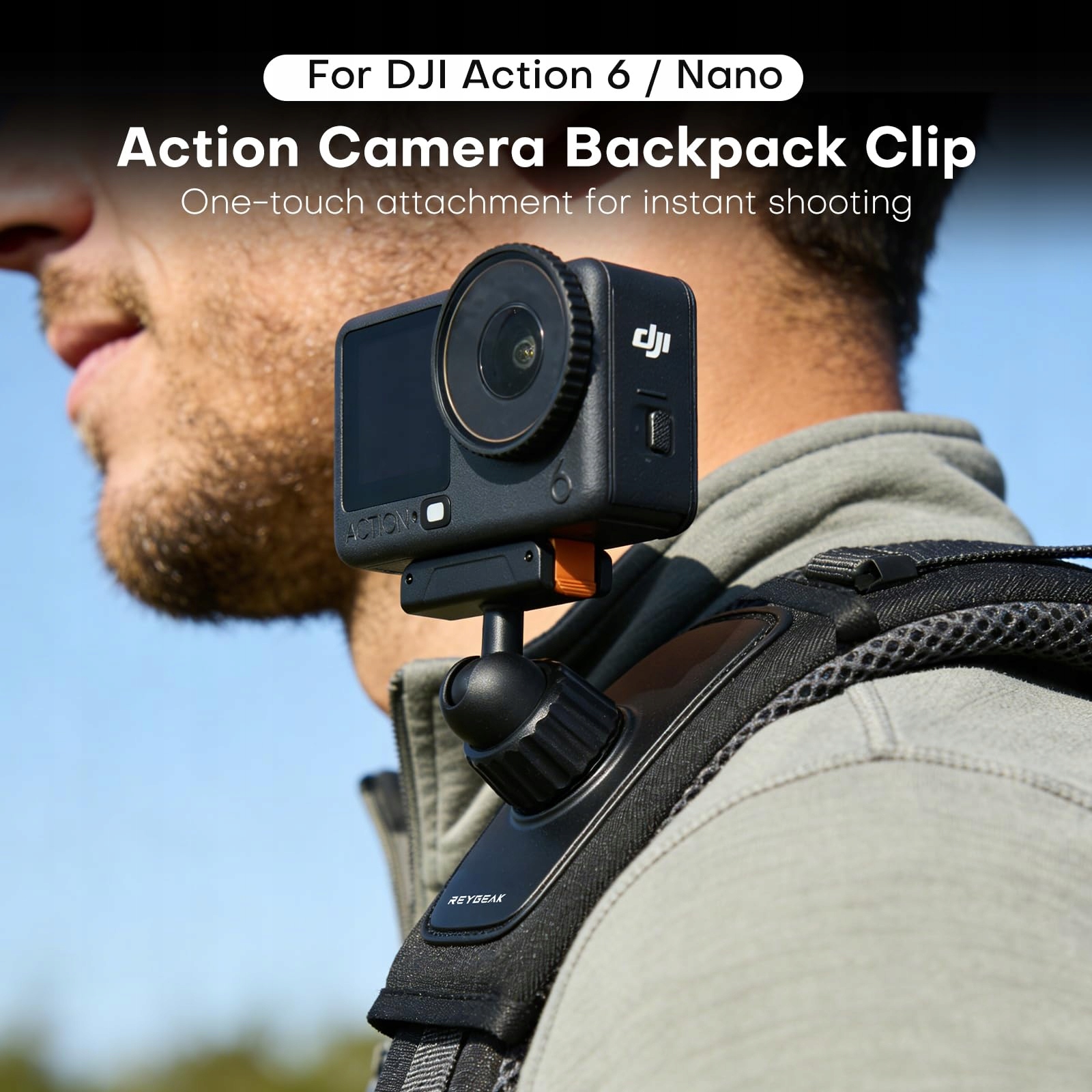 Mocowanie Na Pasek Plecaka Do DJI Osmo Action 6 Nano Regulowane REYGEAK — miniatura 2