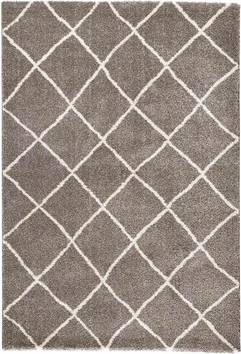Béžově krémový plyšový koberec prémiové kvality s boho vzorem 80 x 150 cm