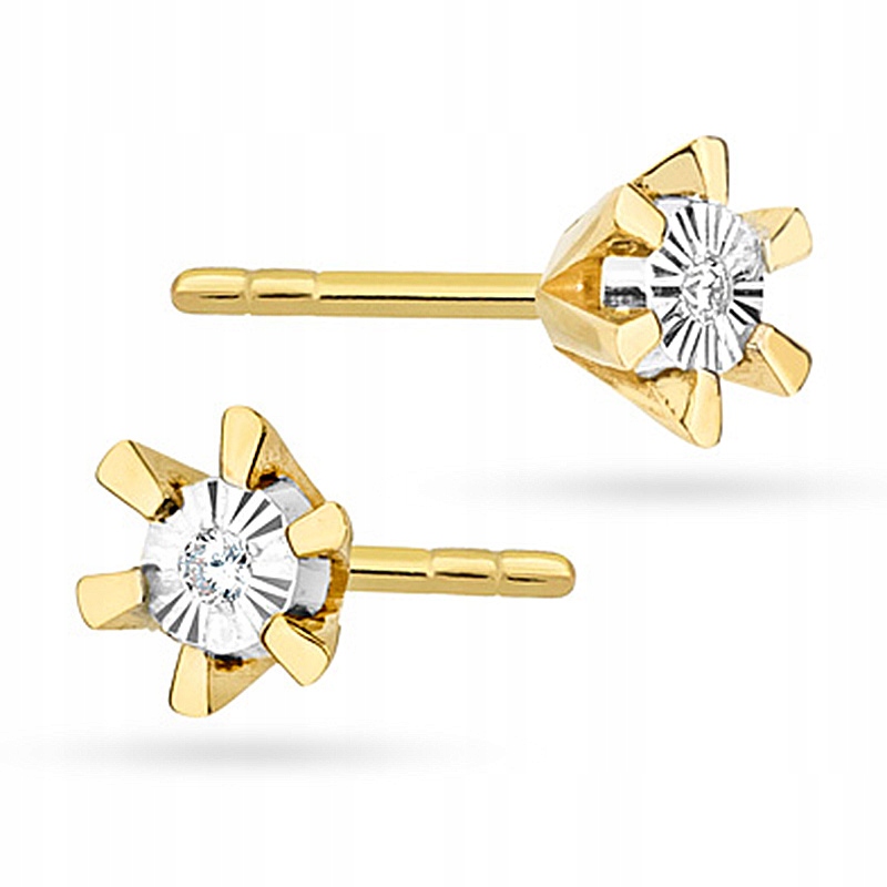 Zlaté Náušnice 585 Klasika s Brilianty 0,02 ct
