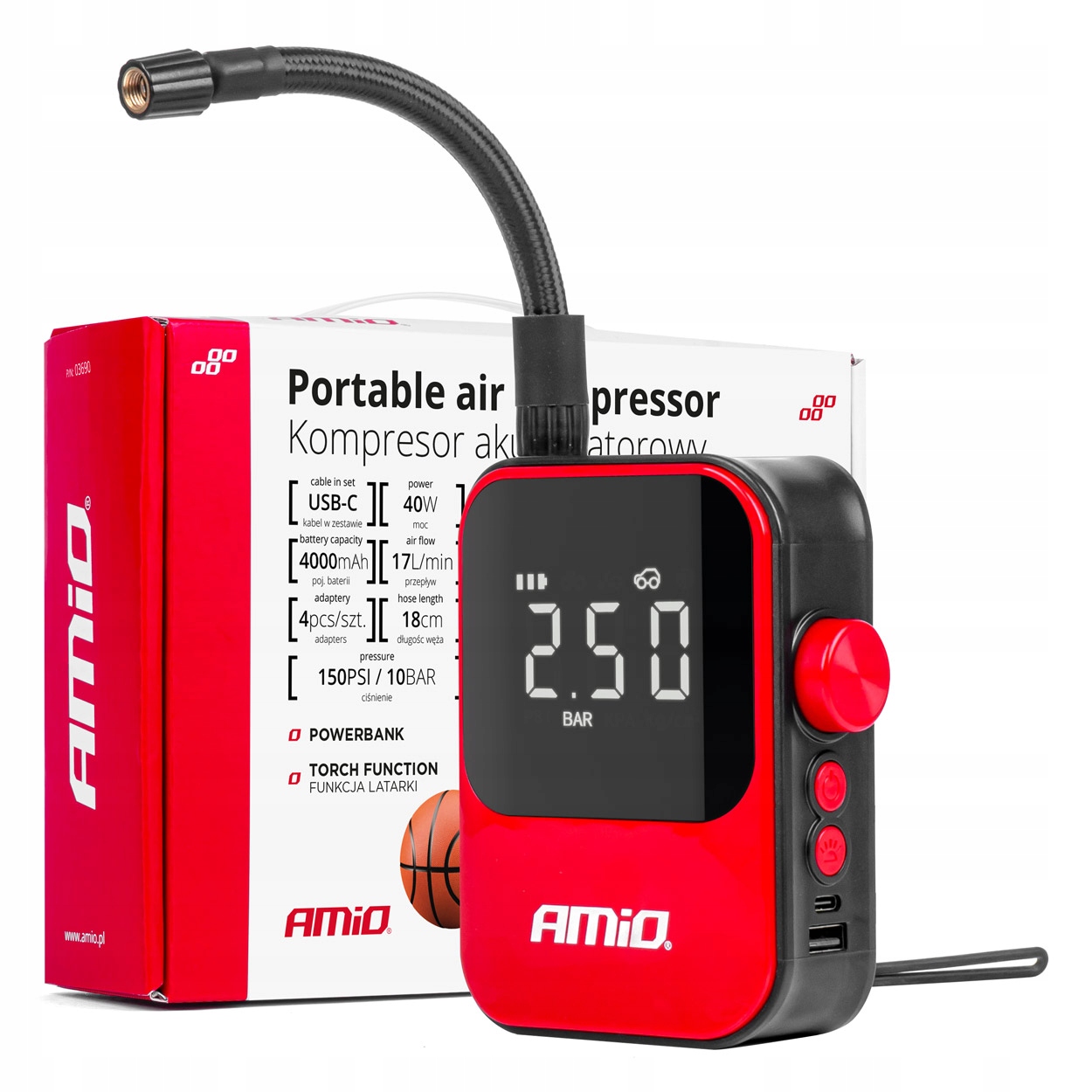 Bezdrôtový kompresor do auta s elektrickou cyklistickou pumpou powerbank 4