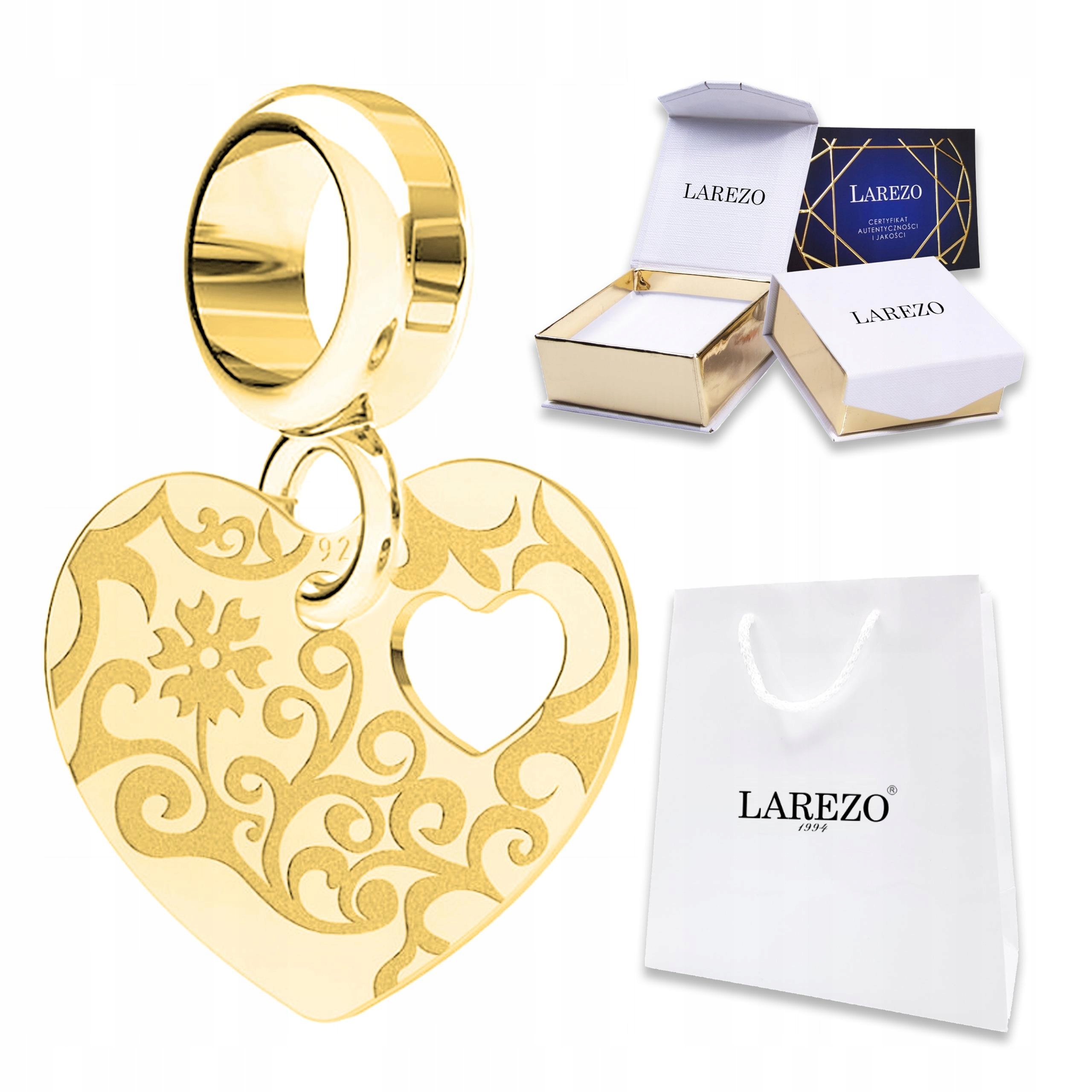 Přívěsek Zlatý plech Srdce s květinami Květiny Srdíčko Láska Stříbro 925