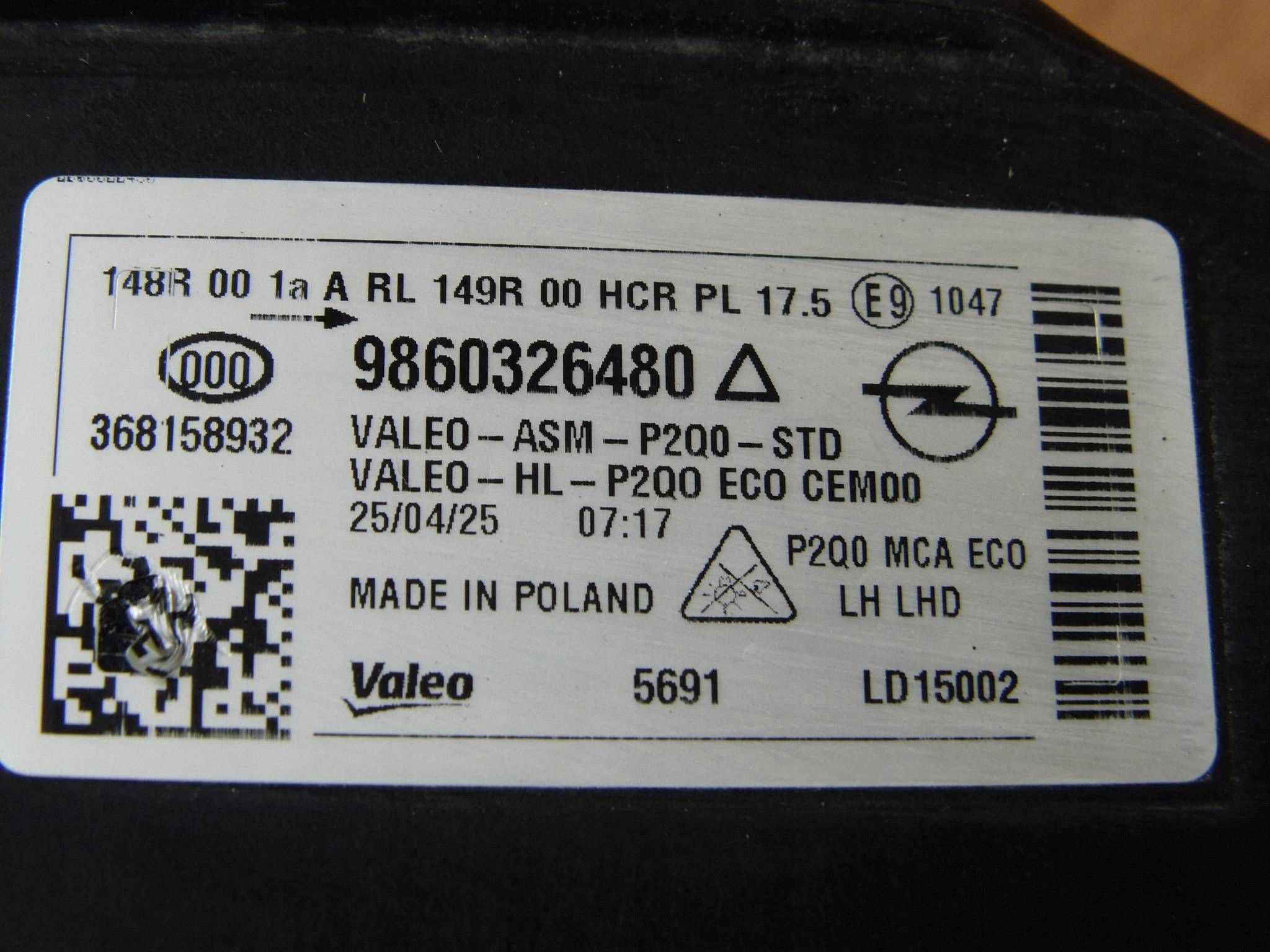 Opel Mokka B II 2024-2026 LIFT light left front front left 9860326480