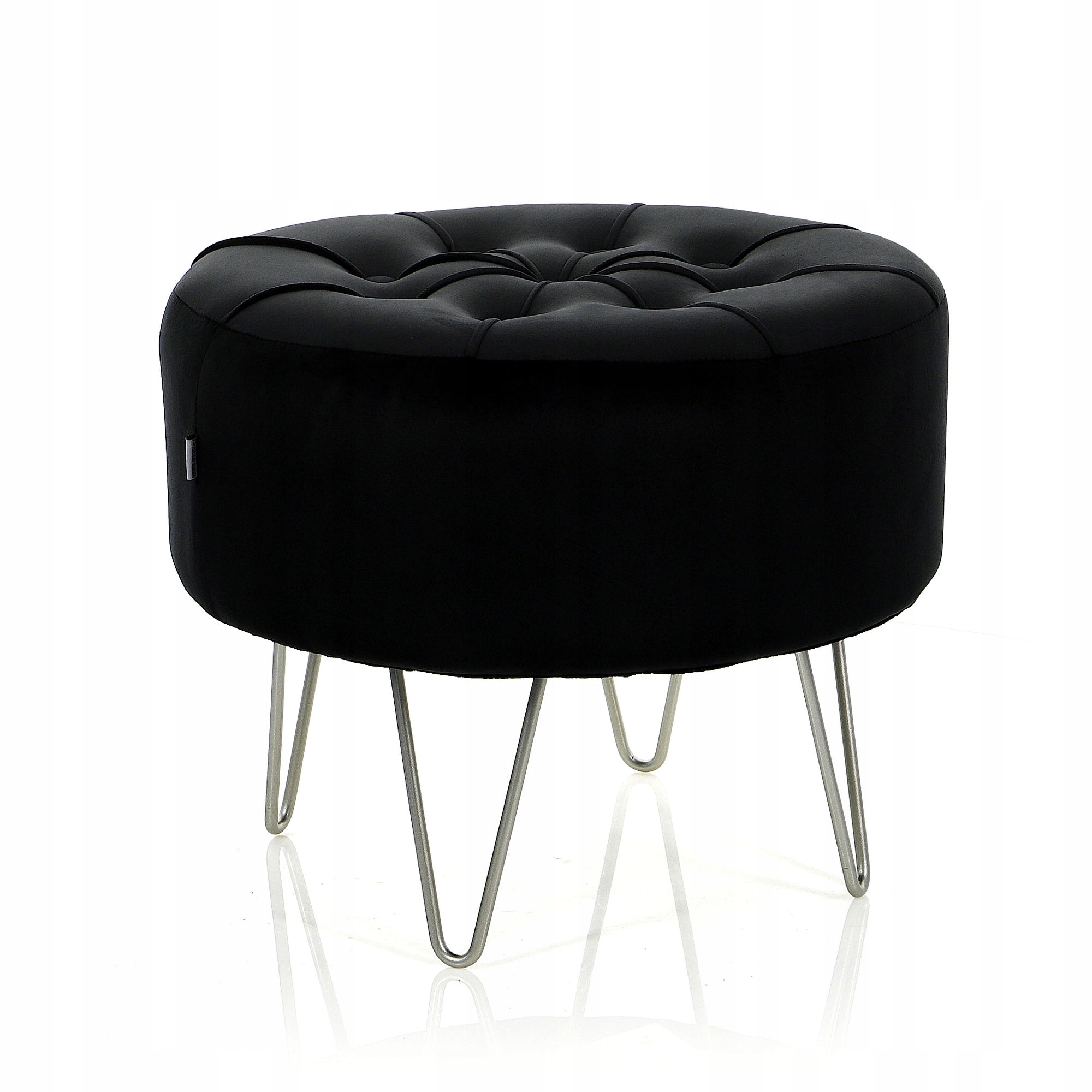 Pufa Welurowa Srebrna Czarna Welur podnóżek 38cm Kod producenta MSP32BLACK