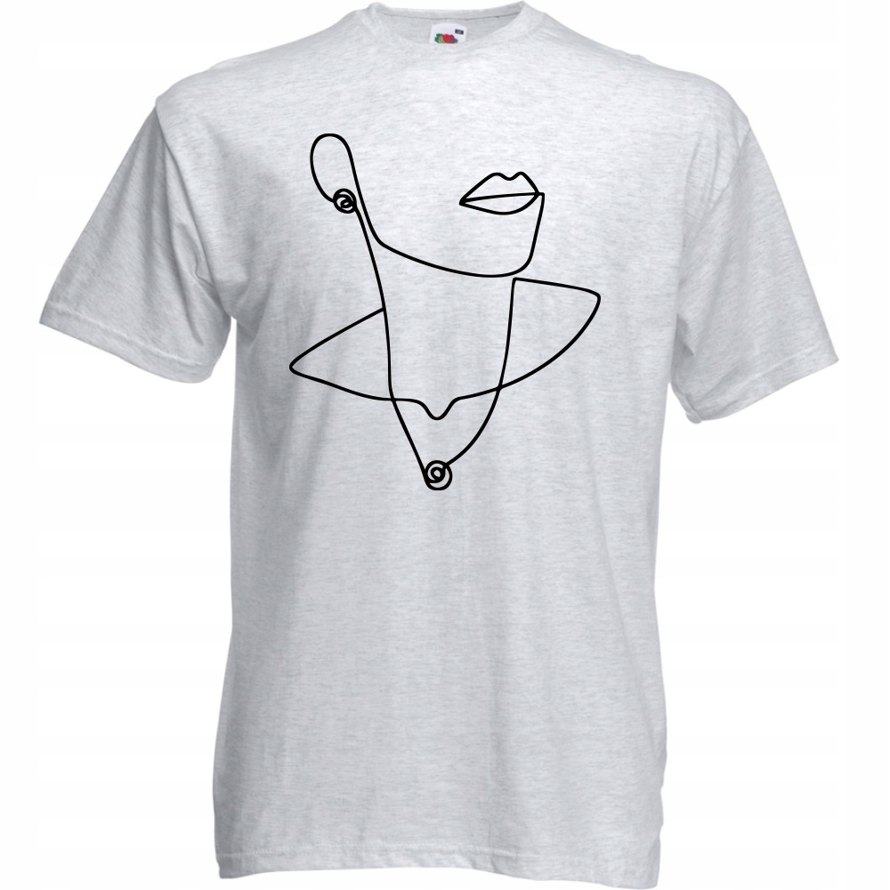 

Koszulka line art kobieta usta S ash szara