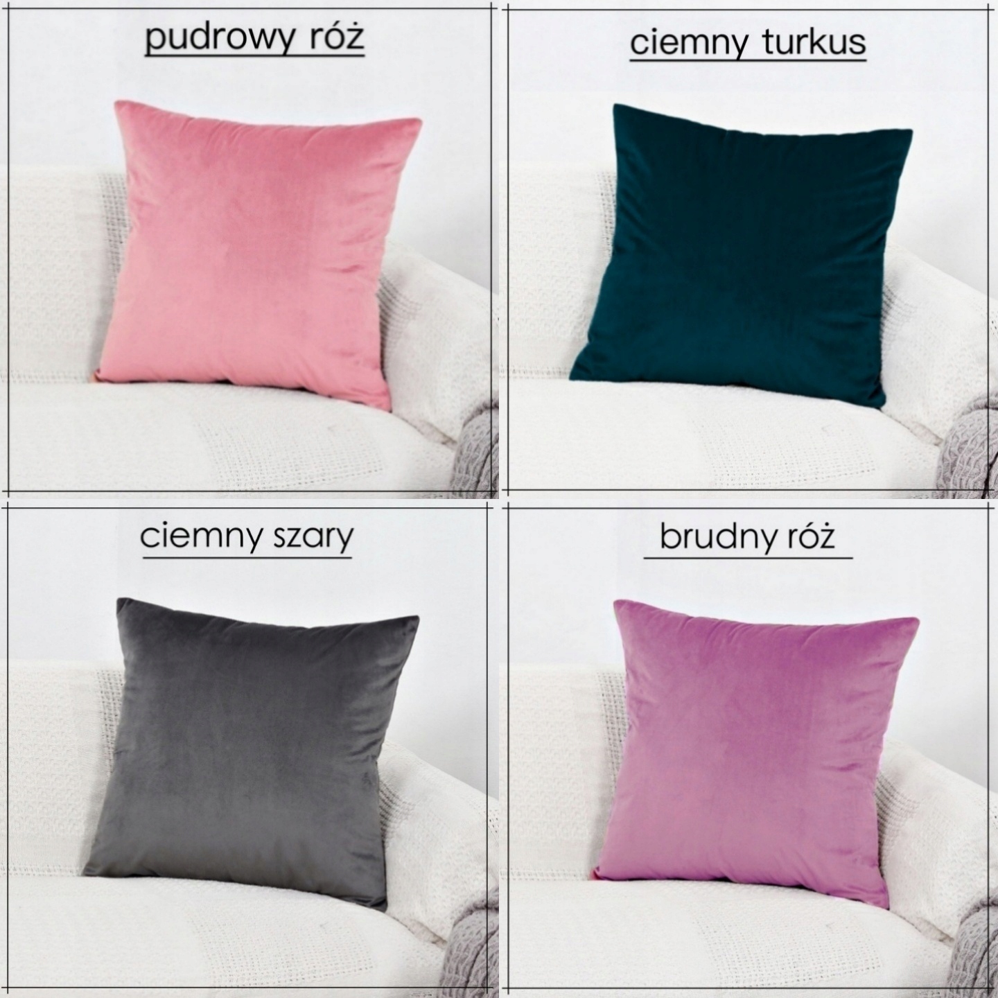 POSZEWKA NA PODUSZKĘ WELUROWA 40x40 GŁADKA VELVET PLUSZ RÓŻNE KOLORY Marka Home91