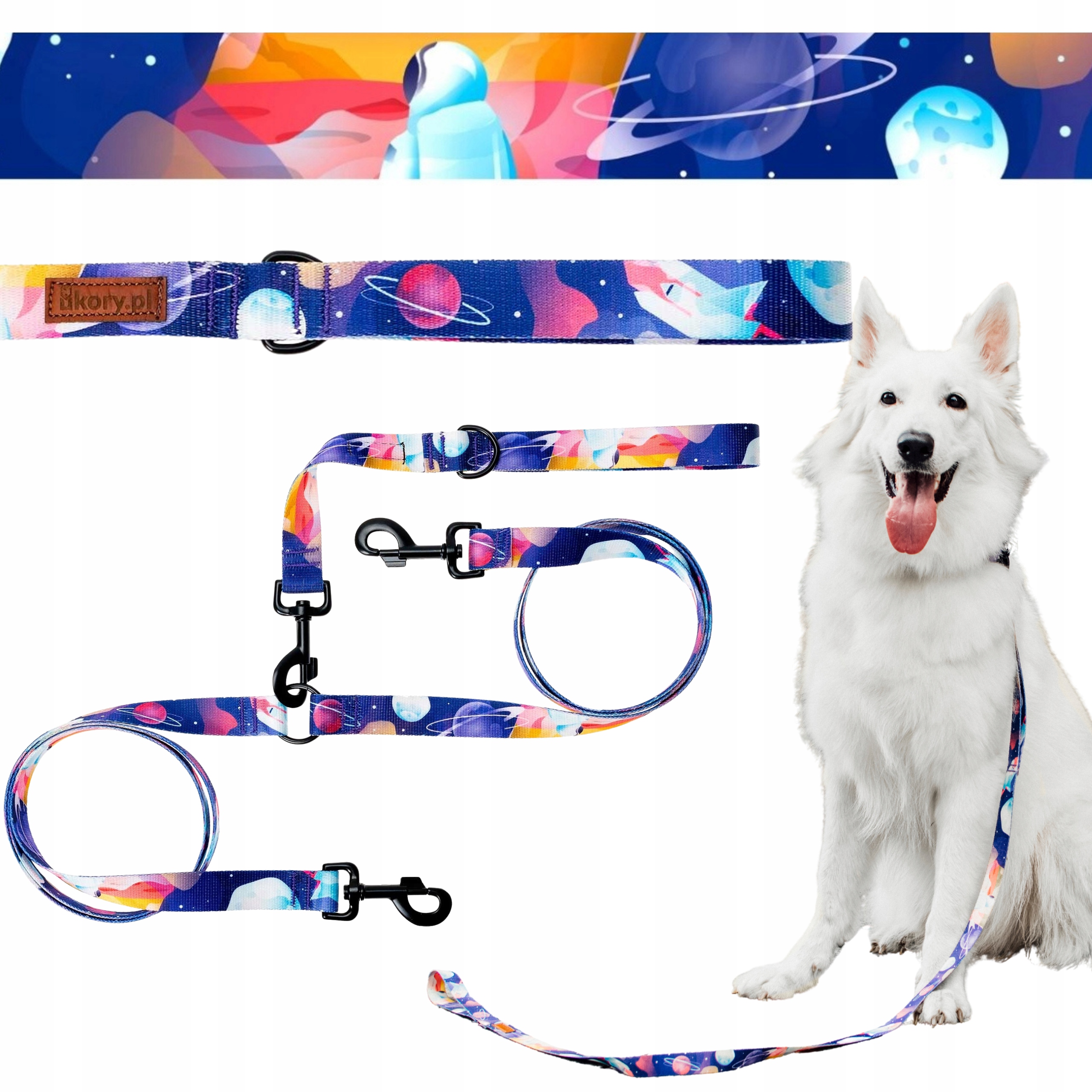 Levně Rozdělovač dvě vodítka pejsci teriér 1,38 metru Páska 2 cm Ukory Barevná
