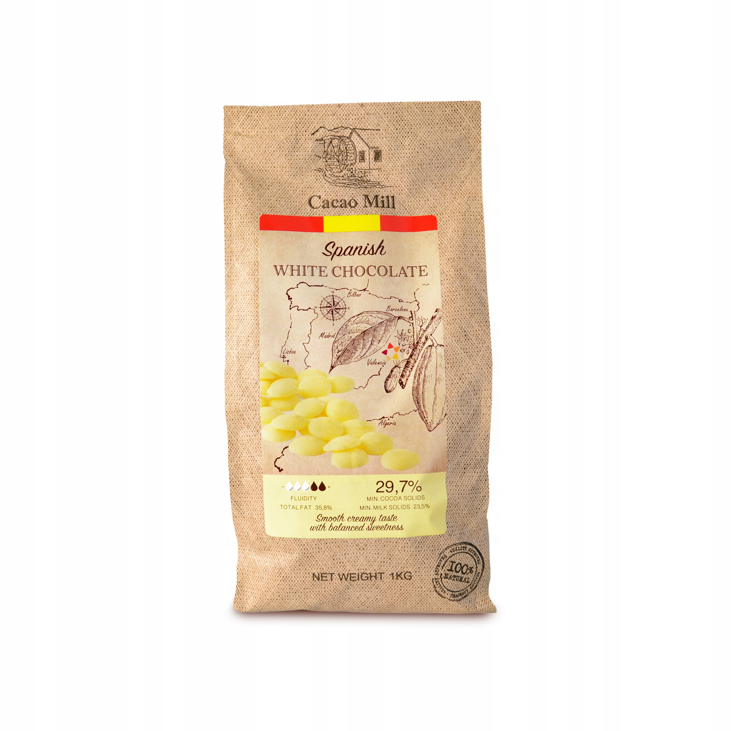 Levně Čokoláda Bílá 29,7% španělská Natra Cacao 1 kg