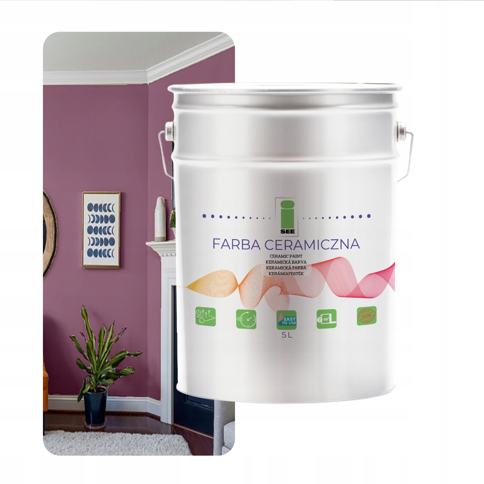 Keramická Farba Na Steny Umývateľná, Purpurová, 5 L, Odolná Voči Škvrnám