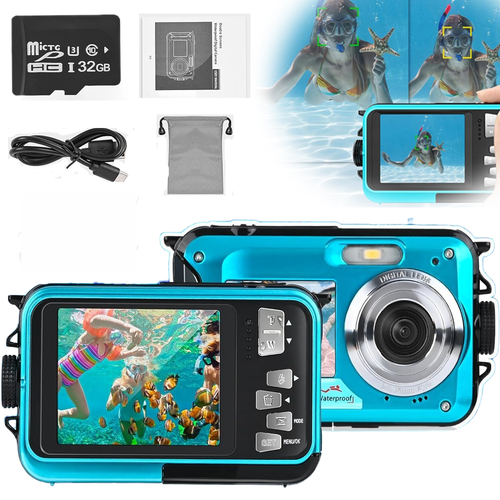 Digitální Fotoaparát 48 Mp 4K Dvojitý Displej 11 Stop Voděodolný S Automatickým Ostřením