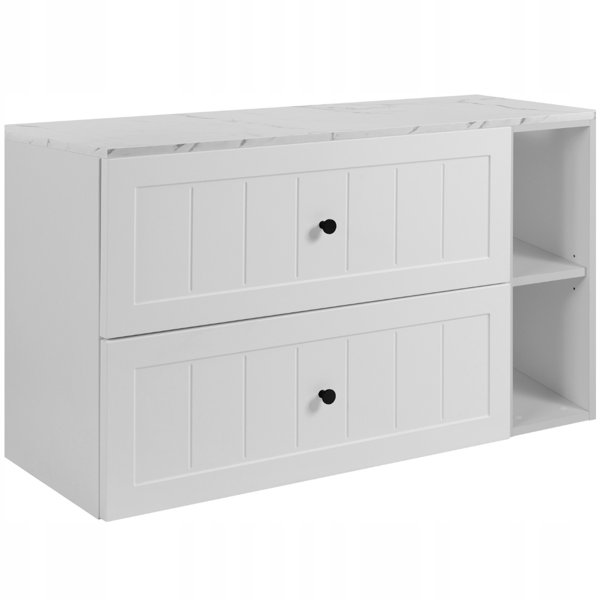 Koupelnová skříňka Pod Umyvadlo 100 bílá Frézovaná Přední Části knoflíky mramor