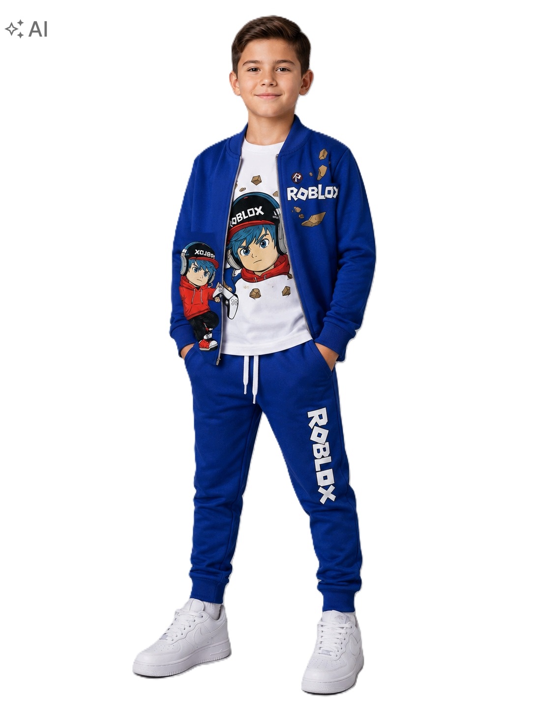 Dres chłopięcy 122 komplet 3-częściowy bluza spodnie koszulka Roblox