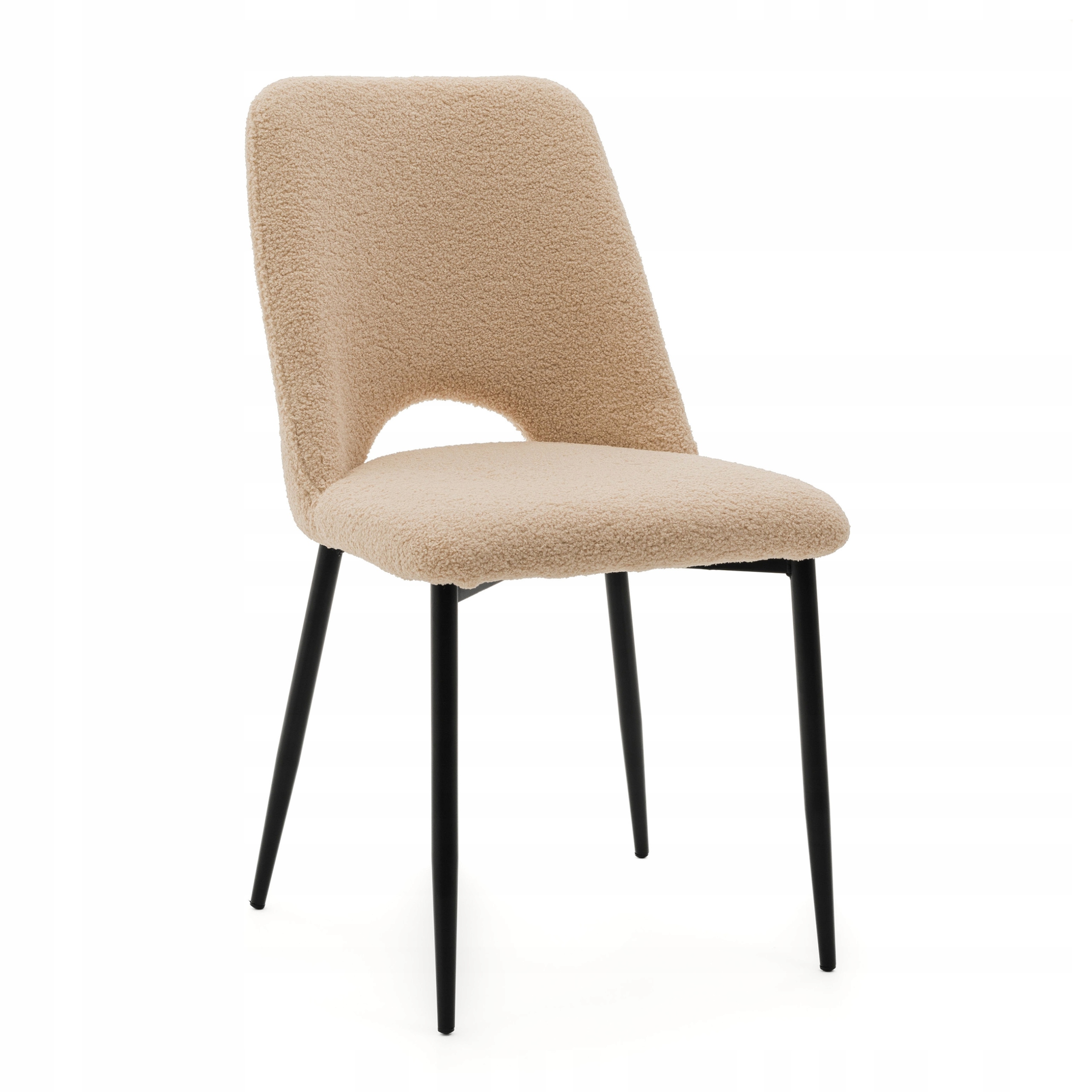 KRZESŁO TAPICEROWANE BOUCLE DO SALONU JADALNI GLAMOUR BEŻOWE ORO