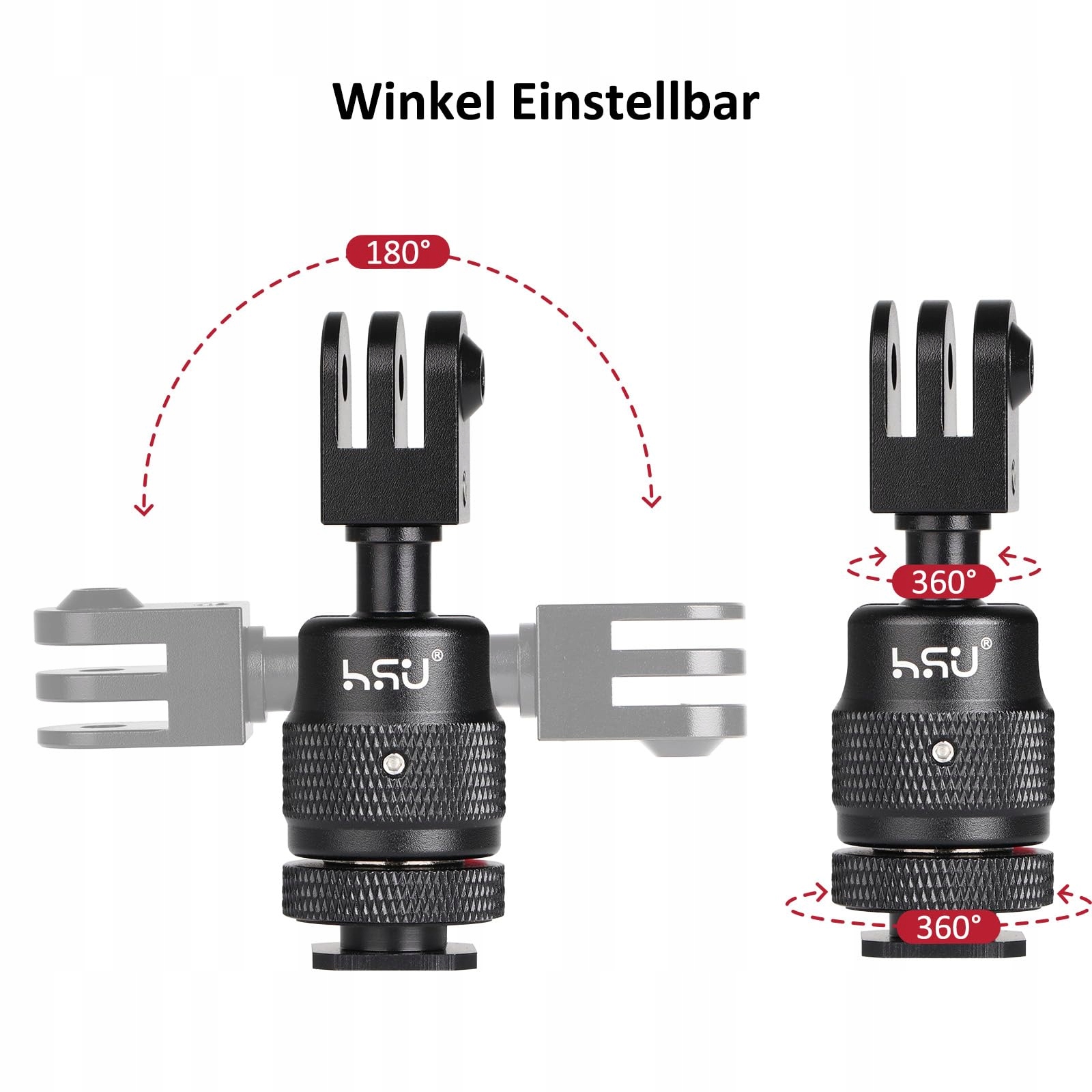 Adapter Cold Shoe Z Głowicą Kulową 360 Do GoPro Hero 12 11 10 HSU — miniatura 4