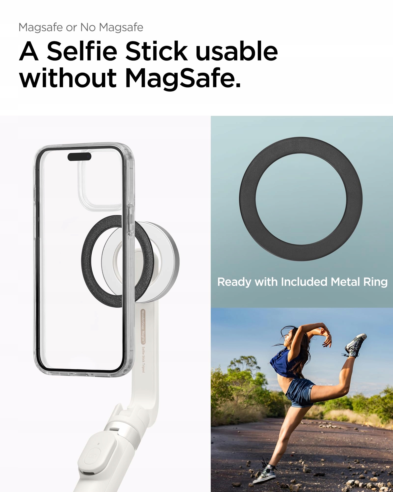 SPIGEN Magsafe Selfie Stick Bluetooth iPhone 16/15 Pro Max Samsung S24/S23 — miniatura 2