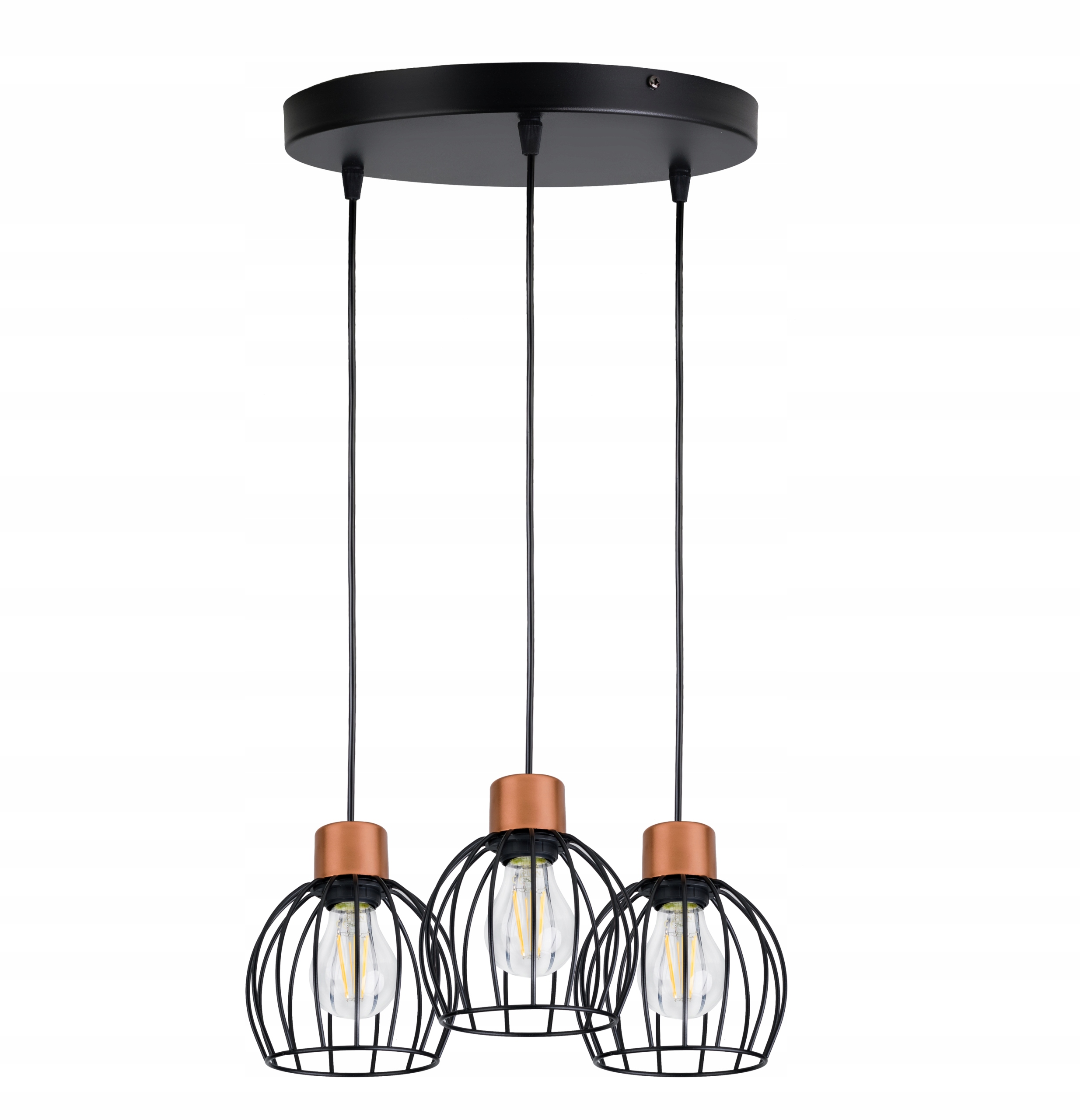 Závěsná Stropní Lampa Nastavitelná Drátěná Koule 3XE27 Loft Industriální
