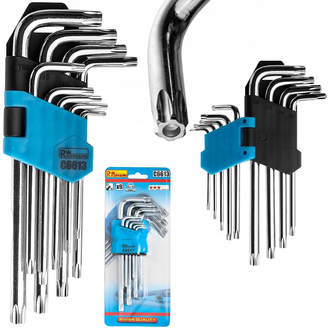 Klucze Trzpieniowe Torx Krótkie Zestaw 9 Sztuk T10-50 Cr-v Richmann C6613