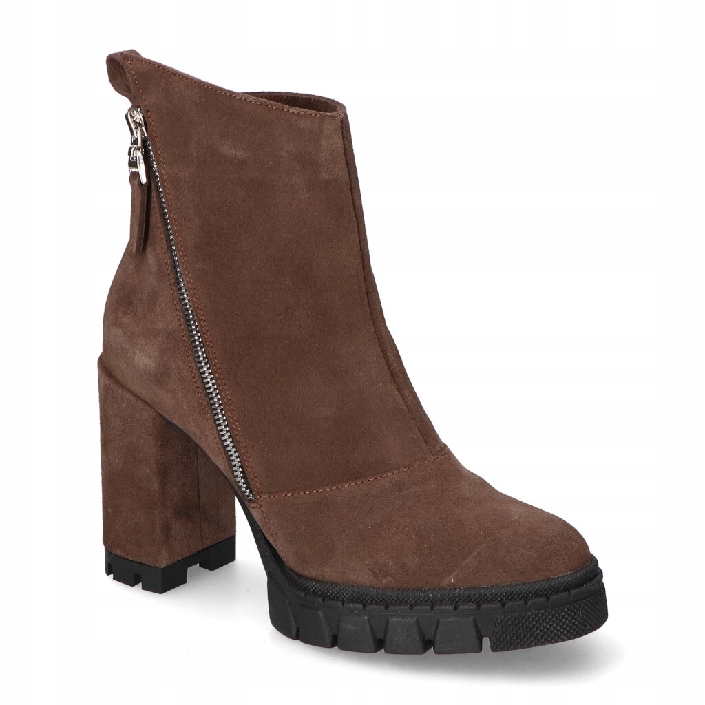 Kotníkové Boty Na Podpatku Laura Messi Kožené 2509 Bronz Semiš 39