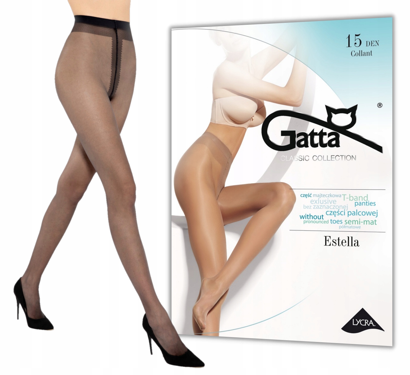 

Rajstopy damskie Gatta Estella 15 Den 4-L Nero
