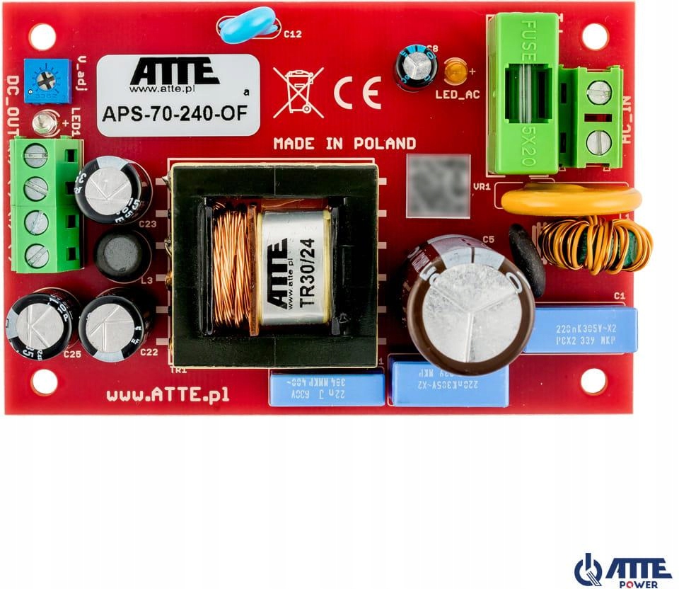 Napájecí Zdroj Smps 24V 3A 72W Atte APS-70-240-OF Modul Pro Zabudování
