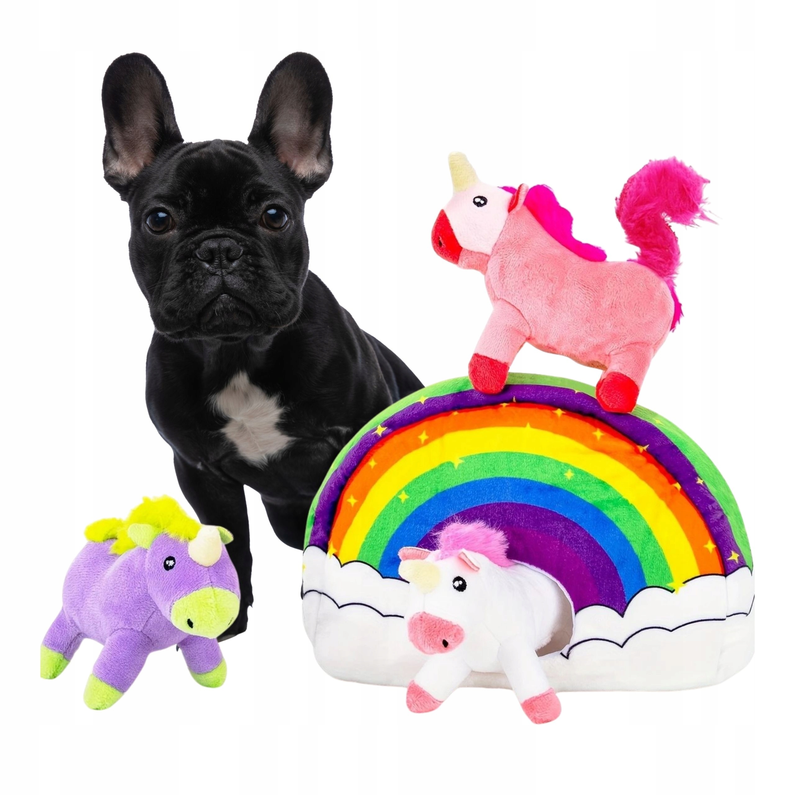 Levně Hračka pro psy Interaktivní Domeček S Jednorožci pískací norek plyšáci
