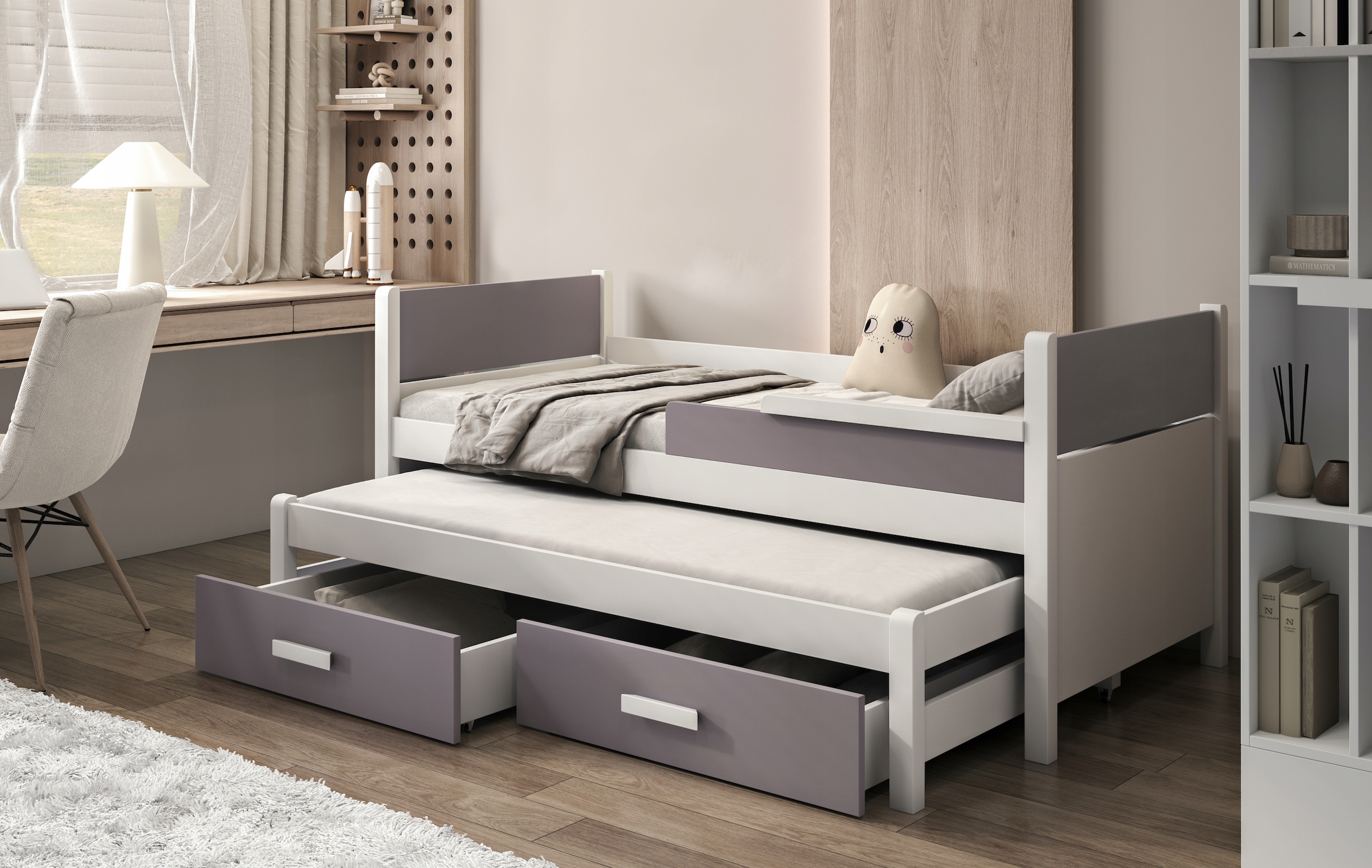 Niskie piętowe 2-osbowe łóżko dla dziecka i gości młodzieżowe Danilo Kod producenta danilo