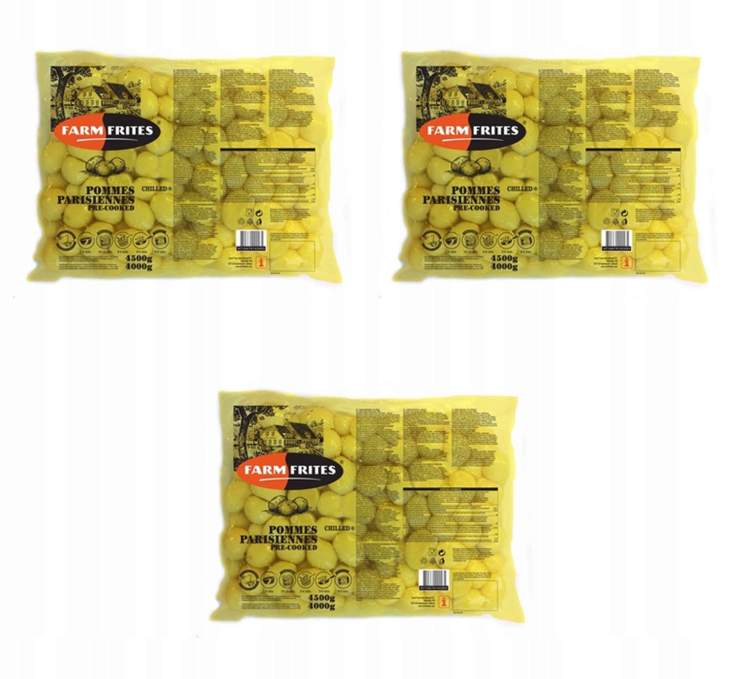 Farm Frites Pommes Parisiennes Malé Brambory Vařené 4 Kg X3