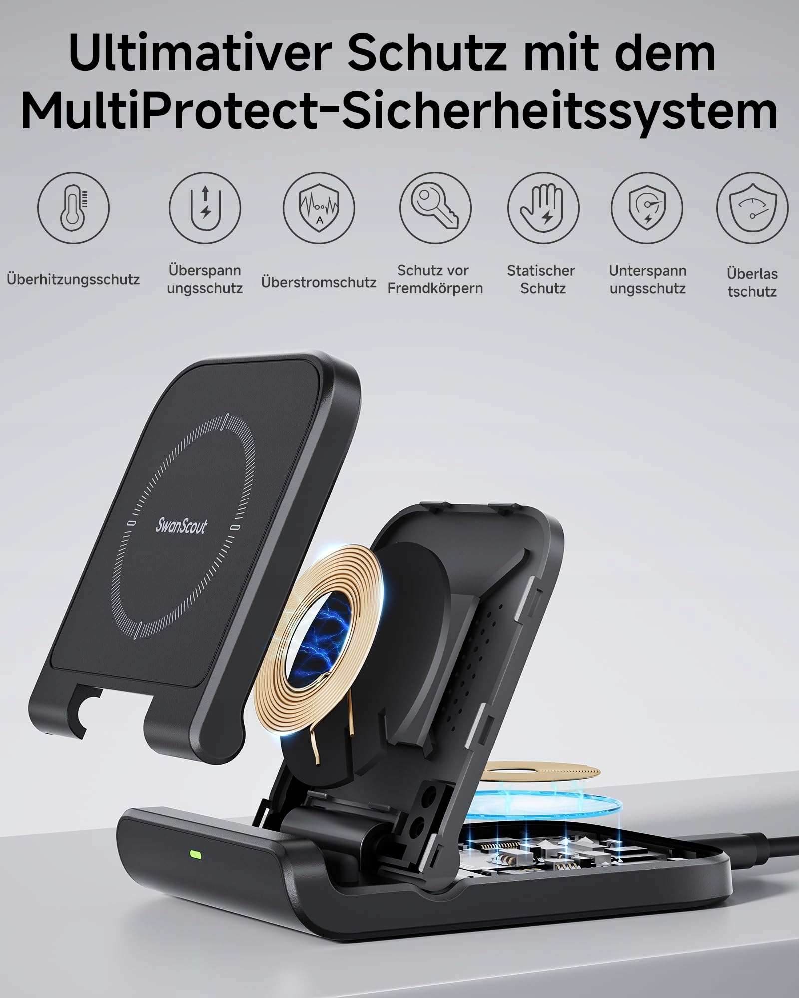 SwanScout Stacja ładująca do Samsung Z Flip 6, SwanScout 501S, składana — miniatura 6