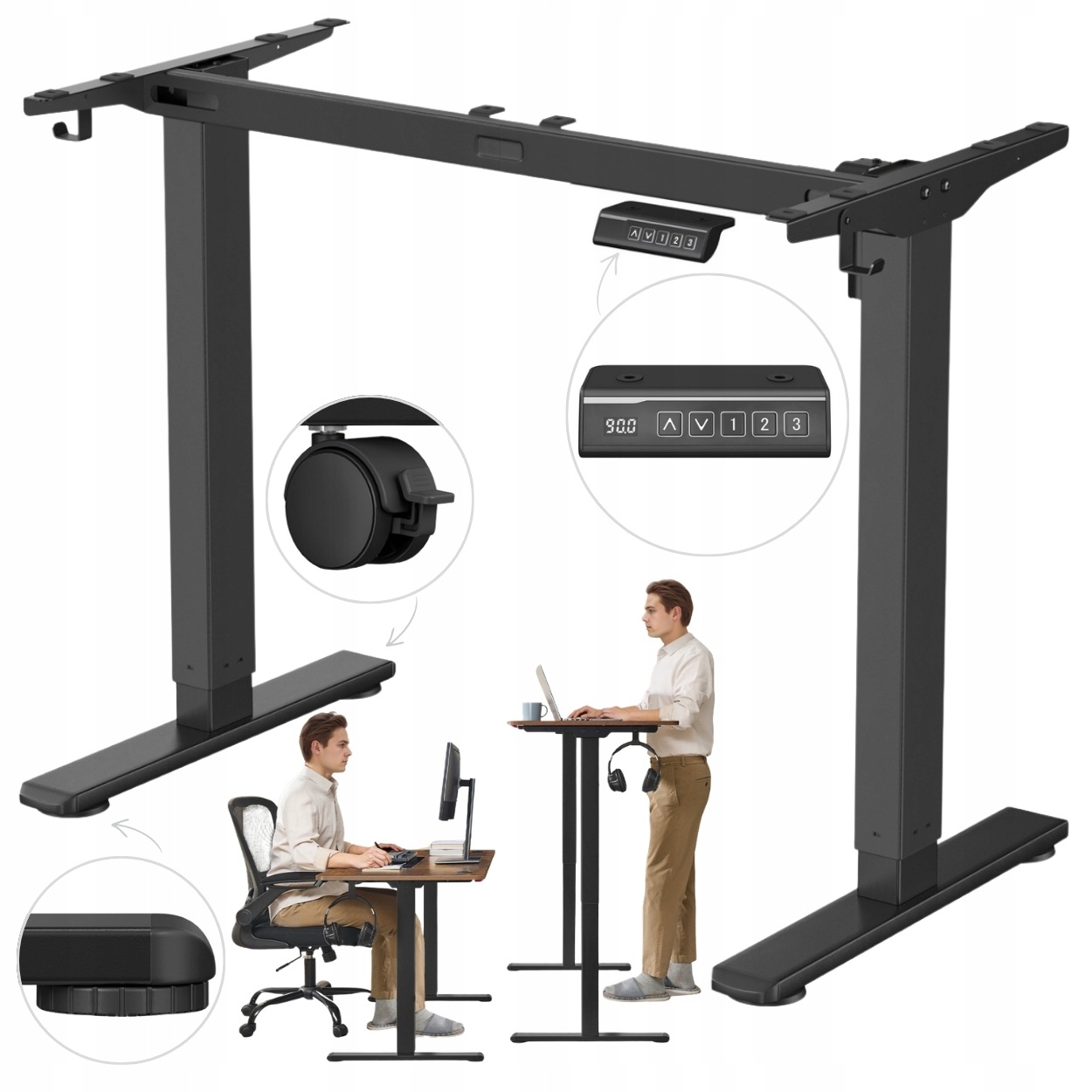 K Psacímu Stolu elektrický, nastavitelný, vysoká paměť, ergonomický, černý