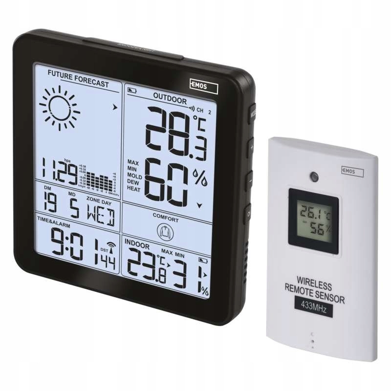 Stacja pogodowa meteorologiczna czarna Emos