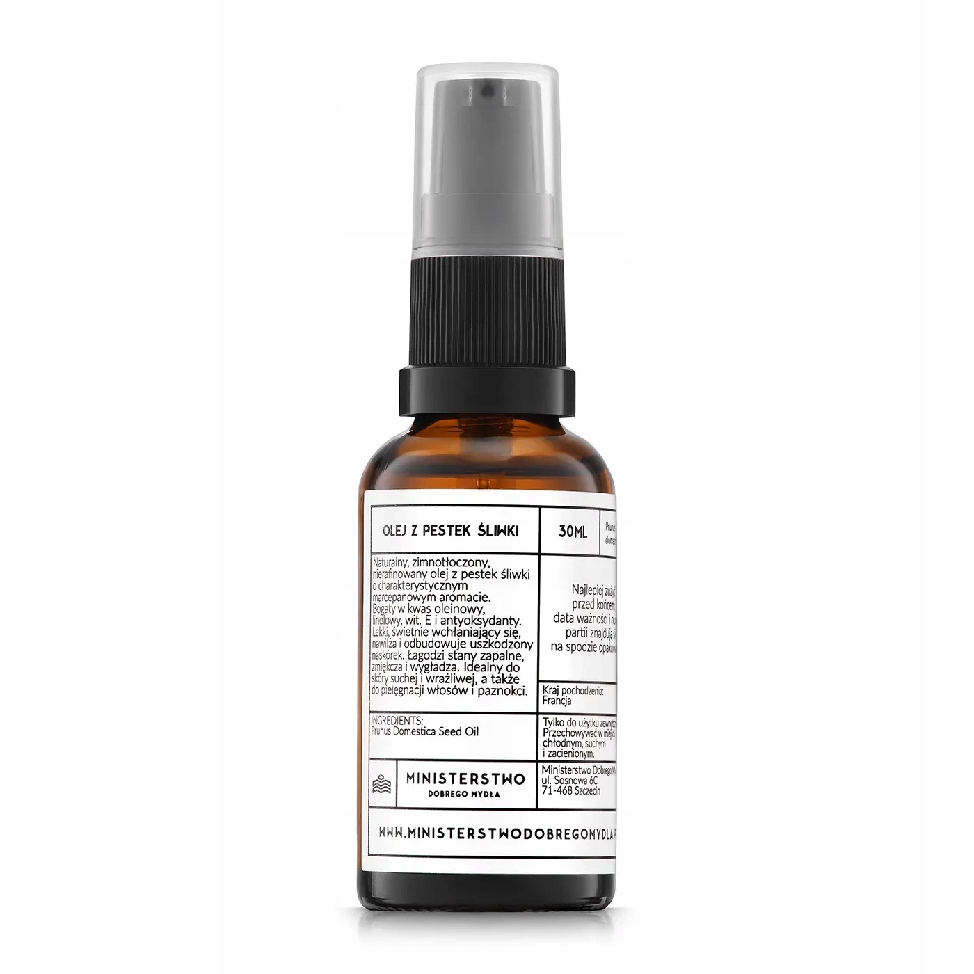 Ministerstwo Dobrego Mydła Olej z pestek śliwki 30ml Stan opakowania oryginalne