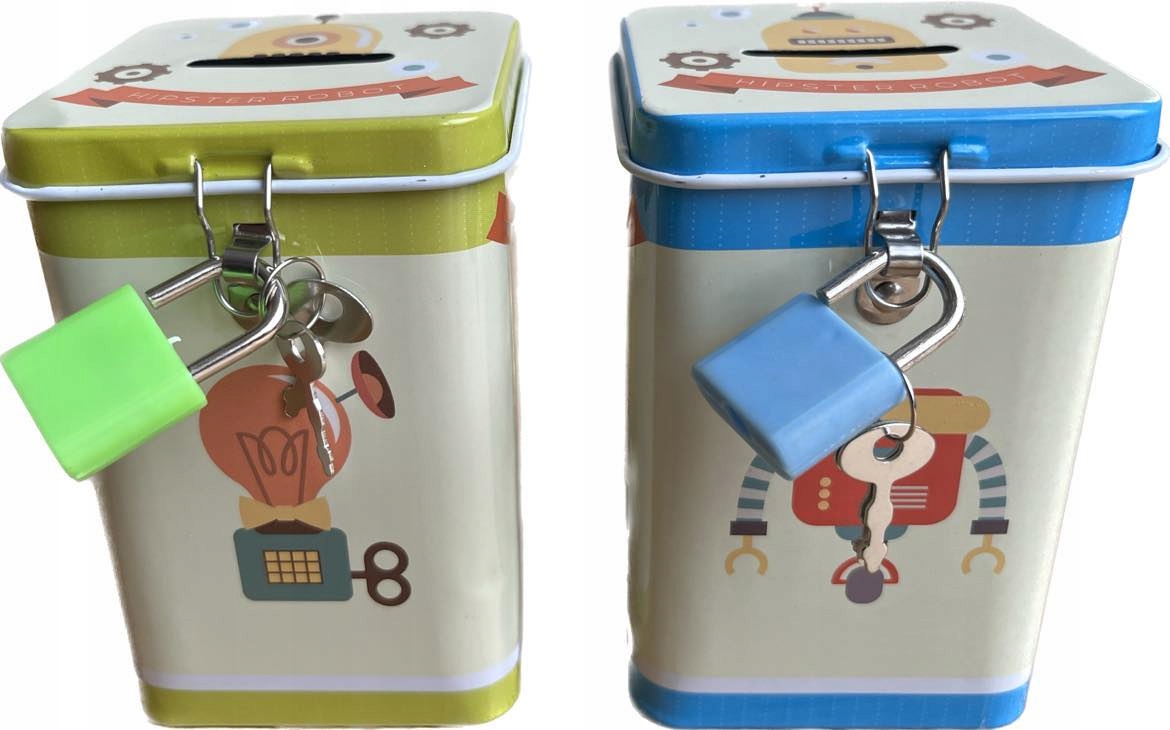 Skarbonka metalowa puszka na kluczyk ROBOT