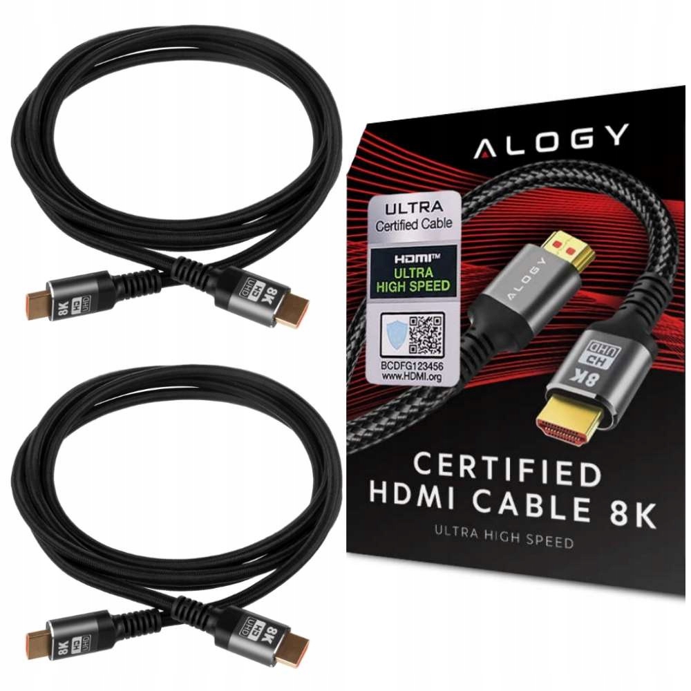 2x Premium Pevný Kabel Připojení Hdmi Hdmi 2.1 Pletenina 8K 4K 2M