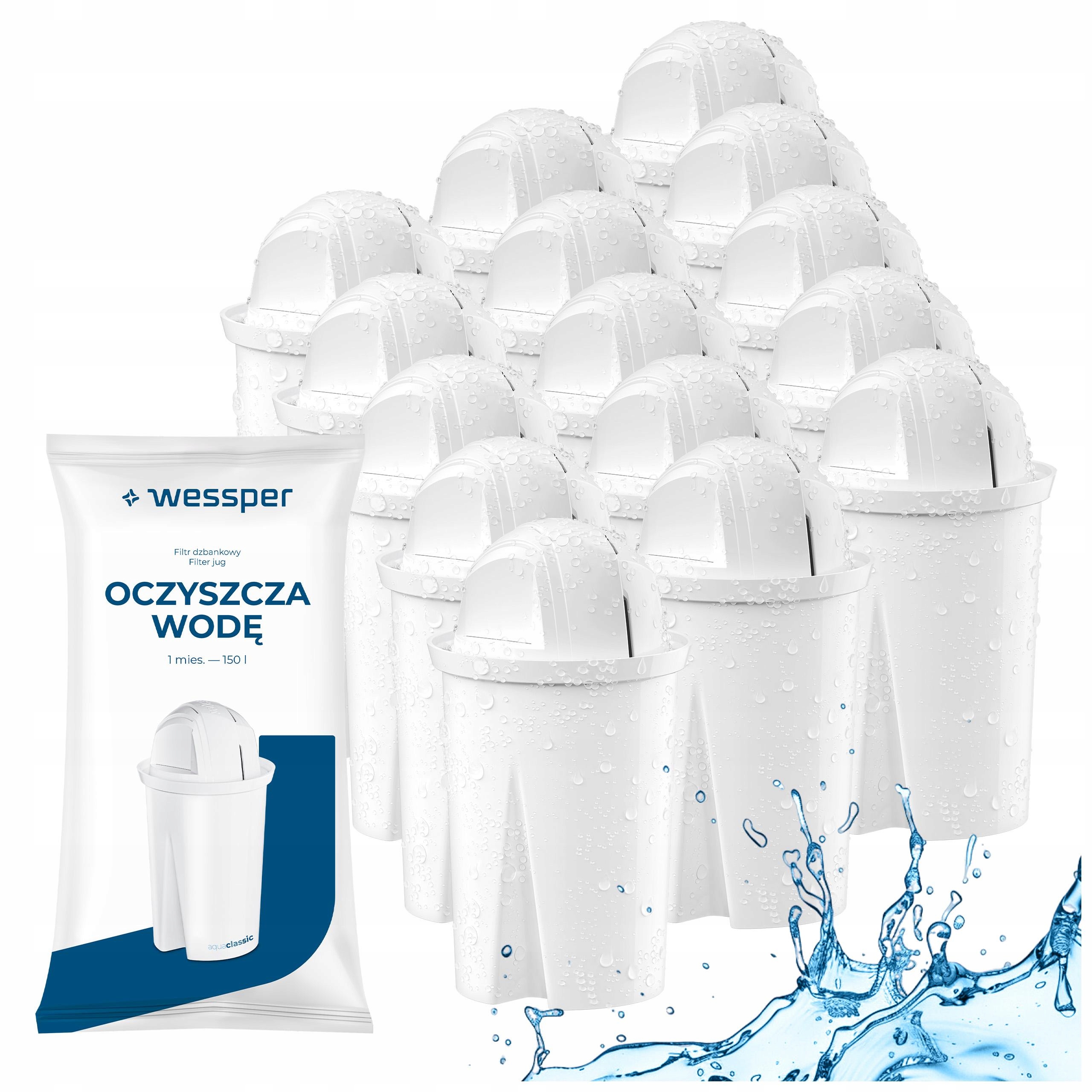 15x Filtr Wessper aquaclassic do dzbanek filtrujący szklany Dafi zamiennik