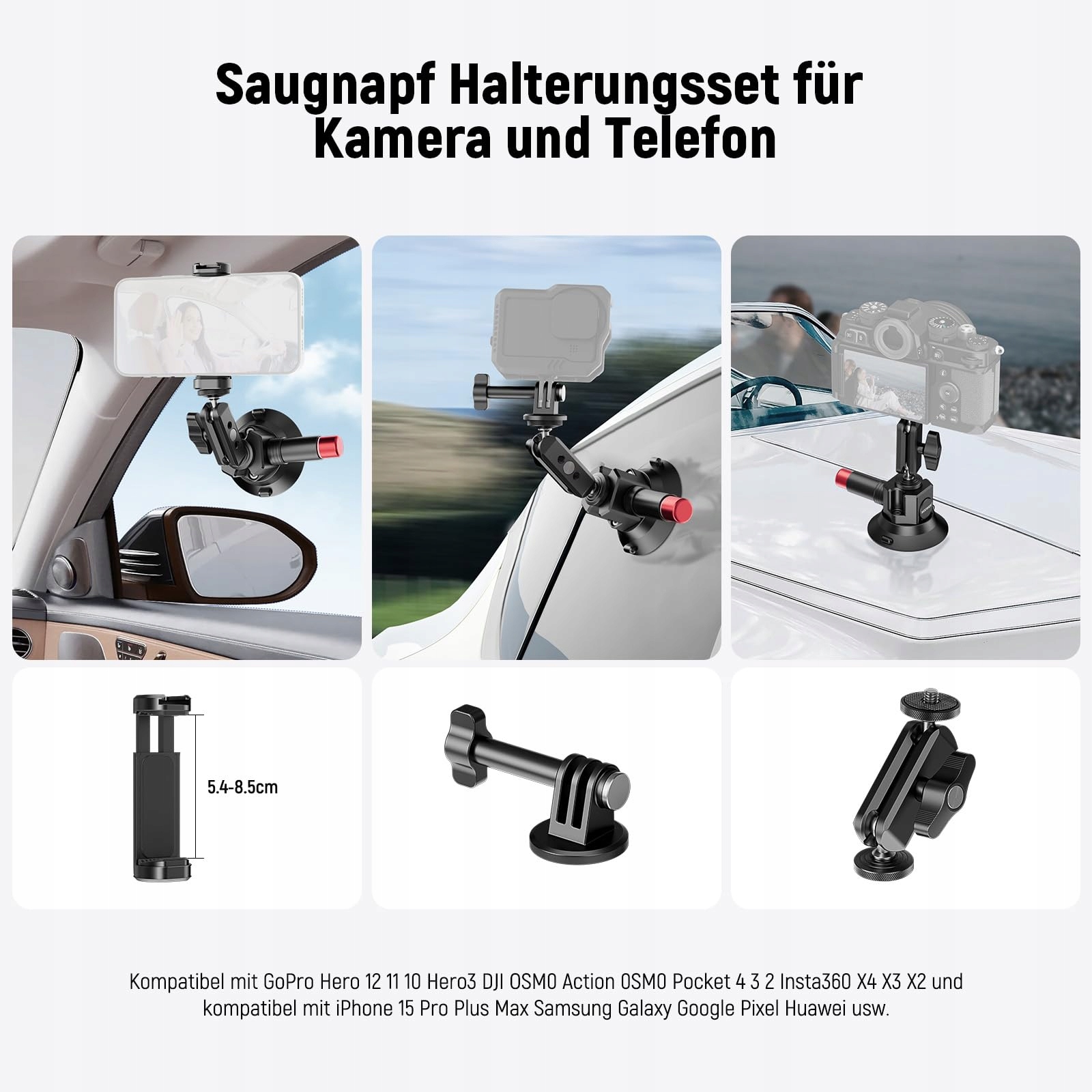 NEEWER Uchwyt Kamery 3" Z Przyssawką Magic Arm i Adapterem GoPro — miniatura 2
