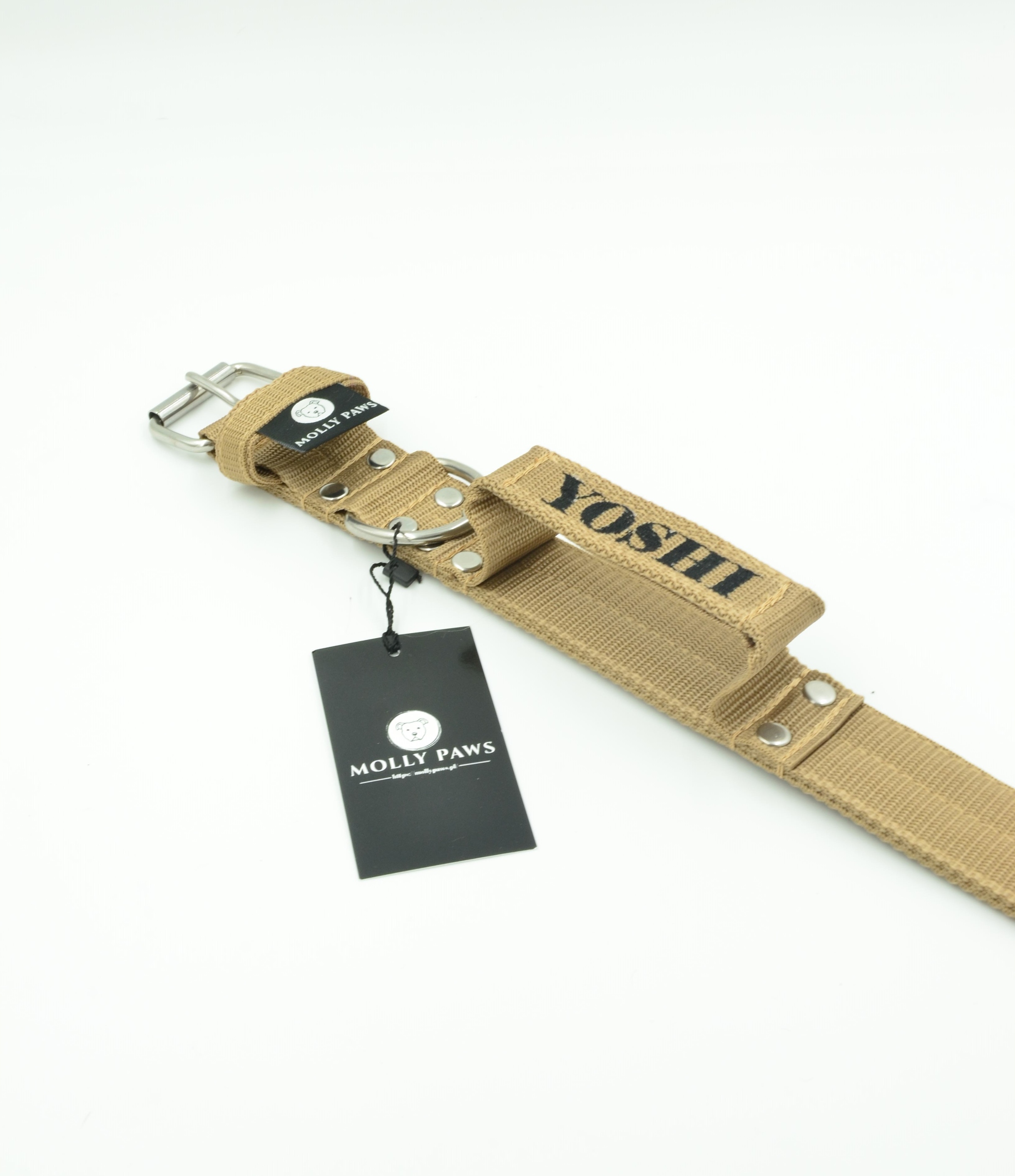 Levně Obojek s rukojetí o šířce 4 cm a výšivkou pro středního a velkého psa o velikosti 38-46 cm