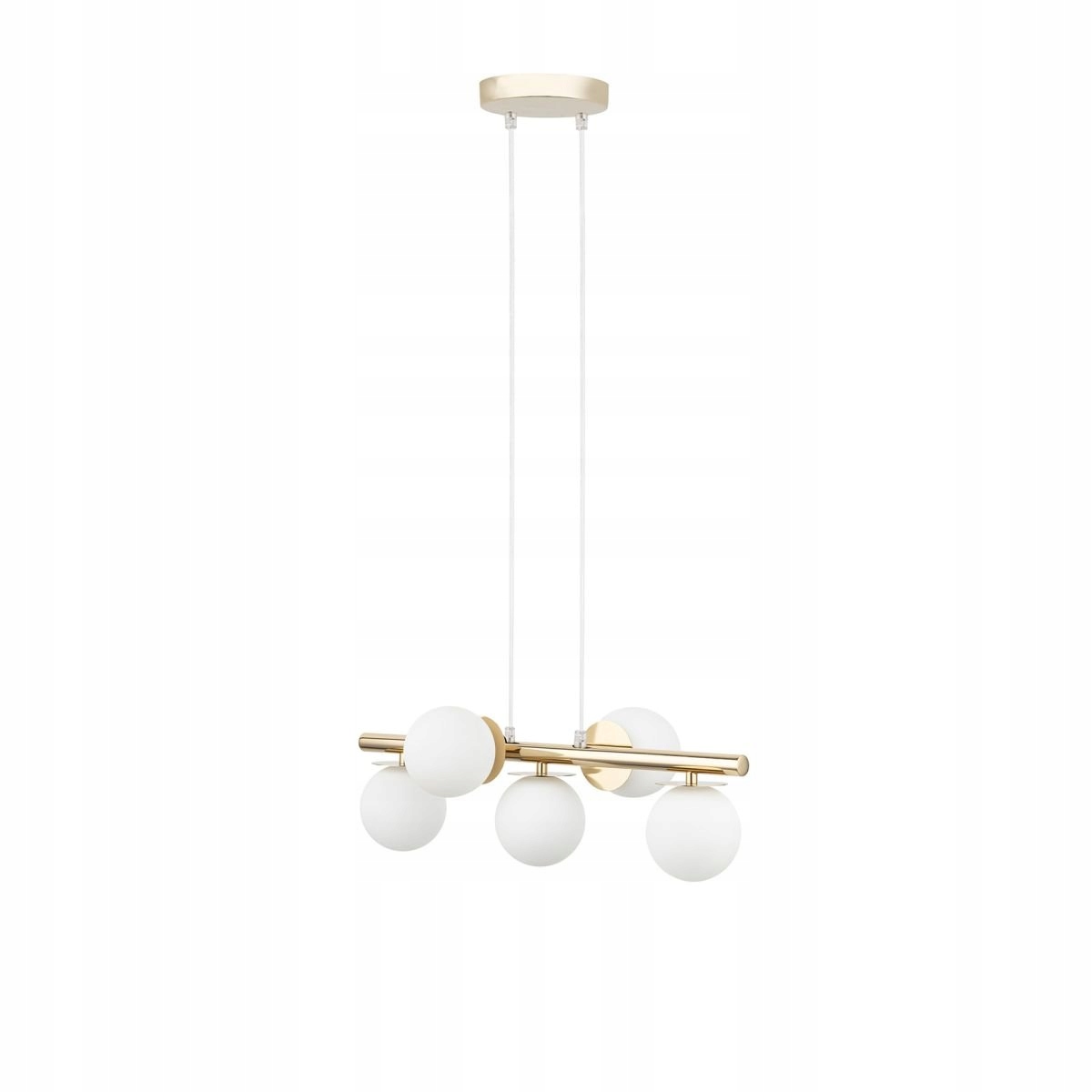 Zlatá závesná lampa s mliečnymi sklenenými tienidlami Avola 5 Sigma Lighting