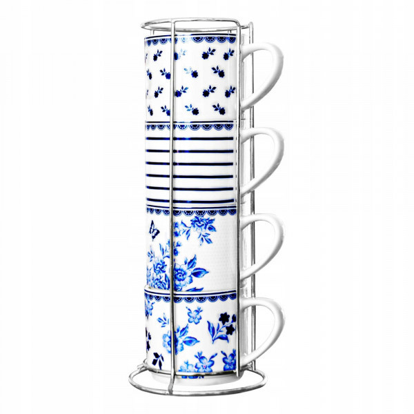 

Komplet 4 kubki na stojaku Magnoble kwiaty