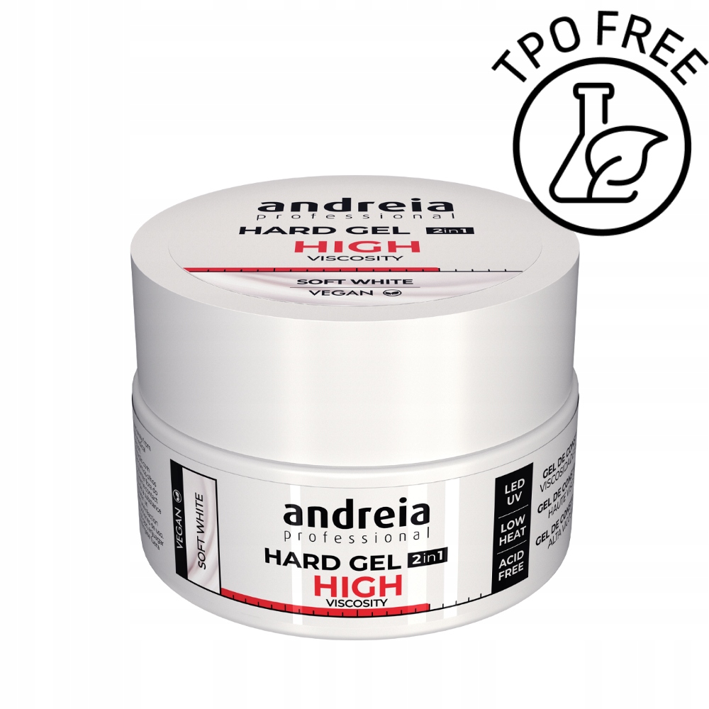 Żel budujący Andreia Hard Gel 2w1 samopoziomujący Soft White Tpo free