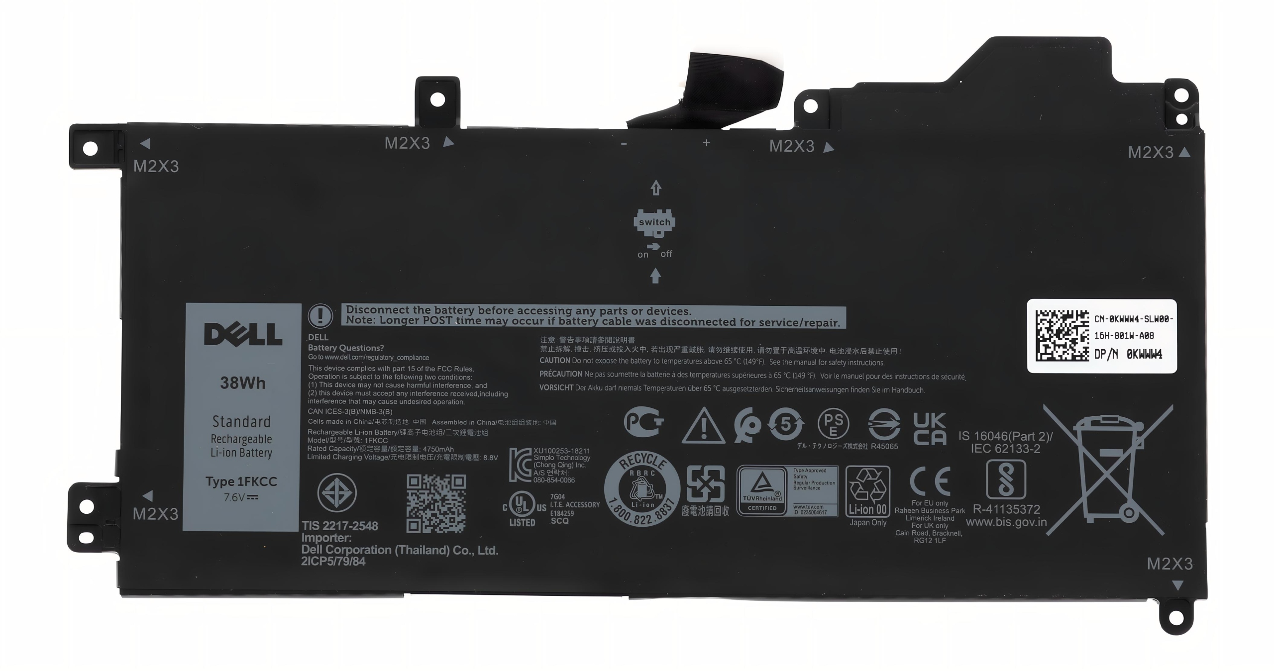 Oryginalna Bateria Dell 38Wh 2C 1FKCC D9J00 T5H6P KWWW4