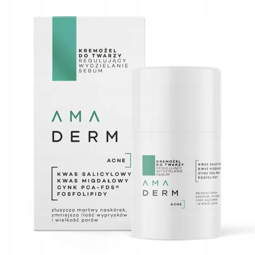 Amaderm Acne Kremożel do twarzy Regulujący wydzielanie sebum, 50 ml