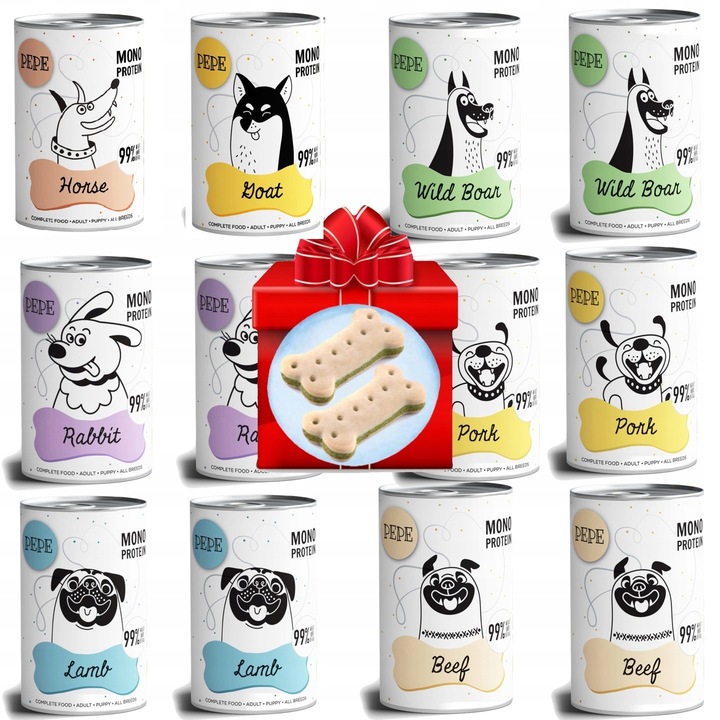 Paka Zwierzaka karma monobiałkowa Pepe mix smaków 12x400g