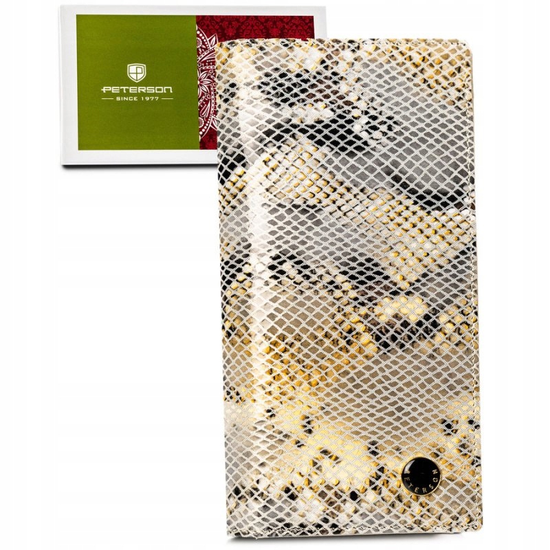 Velká vertikální dámská kožená peněženka z hadí kůže Rfid Peterson