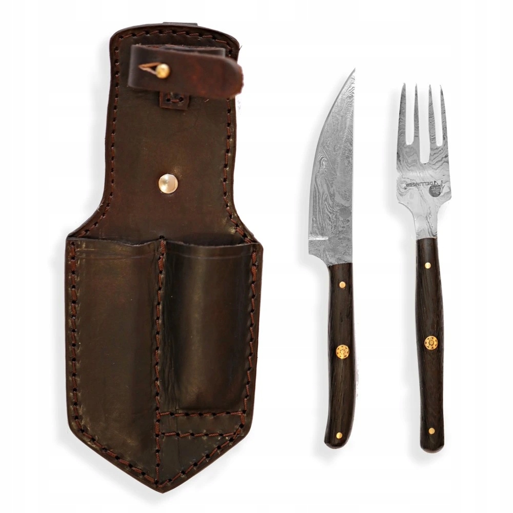 nôž+vidlička v púzdre Dellinger Retter Bbq Damascus